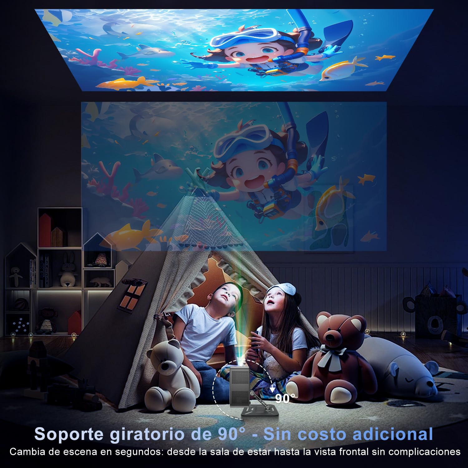 Salange Proyector Portátil, Mini Proyector 4K & 8k, Proyectores Android 14 Inteligente, WiFi 6 y Bluetooth 5.2, Auto Enfoque/Keystone, 1080P FHD Smart Projector para Exterior/Cine en Casa