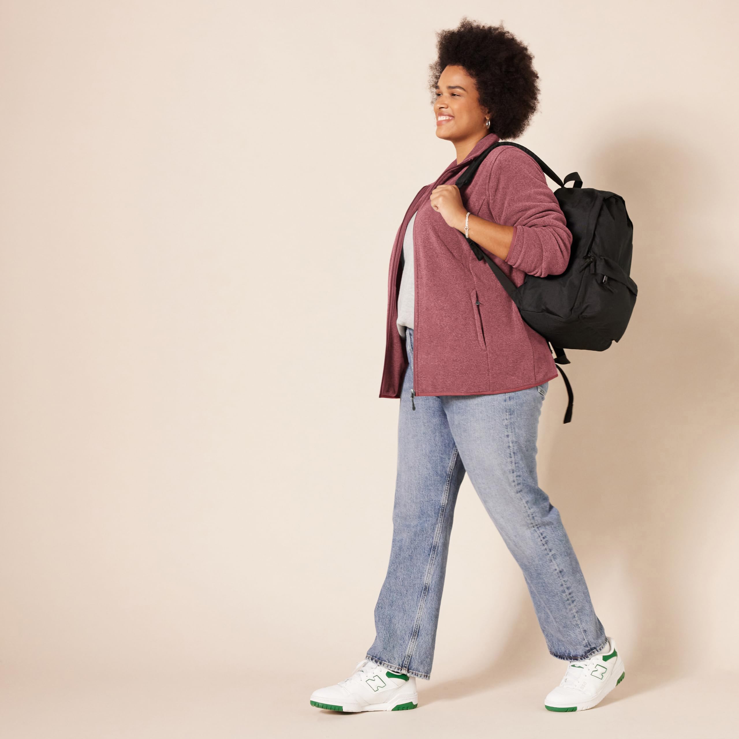 Amazon Essentials Women's Classic-Fit Full-Zip Polar Soft Fleece Jacket (Available in Plus Size), Burgundy Heather, Large