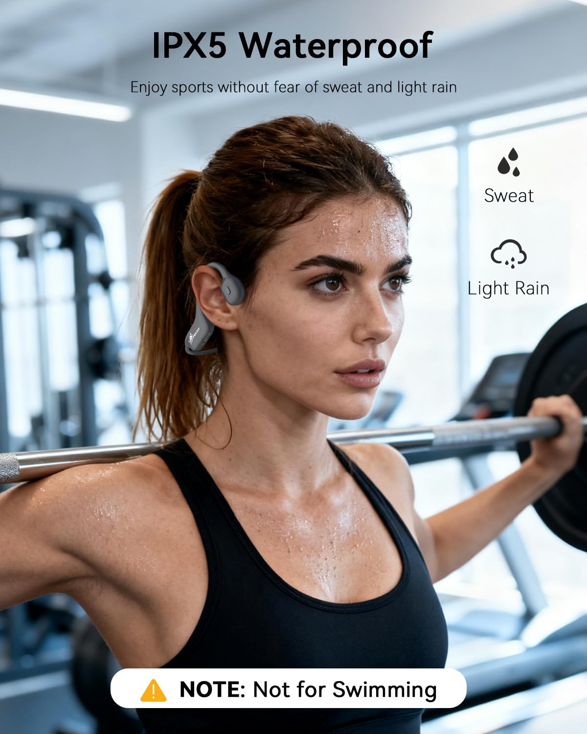 SANOTO Auriculares Conduccion Osea Bluetooth Auriculares Inalambricos Deportivos Impermeables IPX5, Auriculares Oseos Diseño Ultraligero para Ciclismo, Running e Fitness