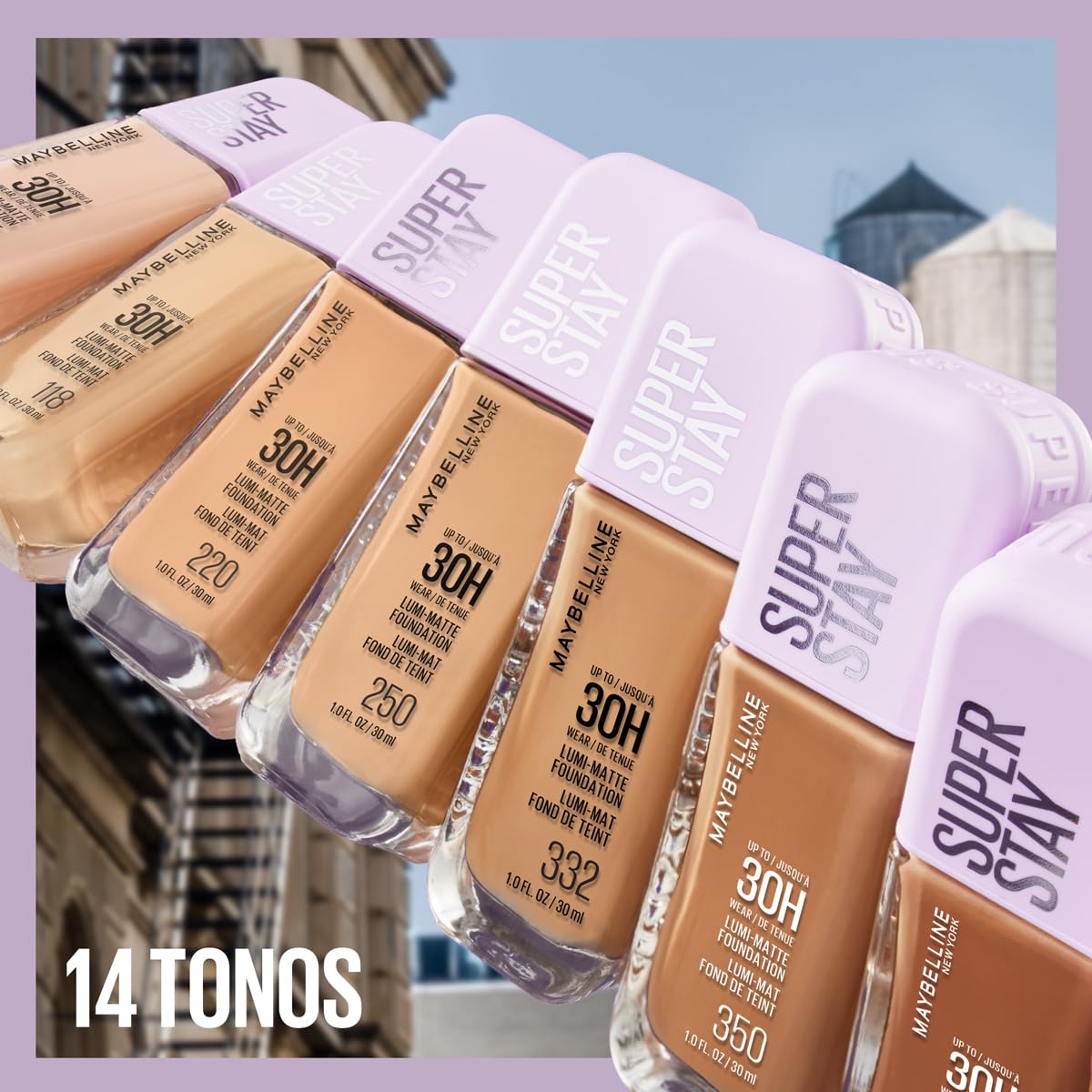 Maybelline Super Stay Lumi Matte Base de Maquillaje Líquida, Alta Cobertura con Acabado Mate Luminoso, Tecnología Lightwear 30H de Duración, Tono 120, 30 ml