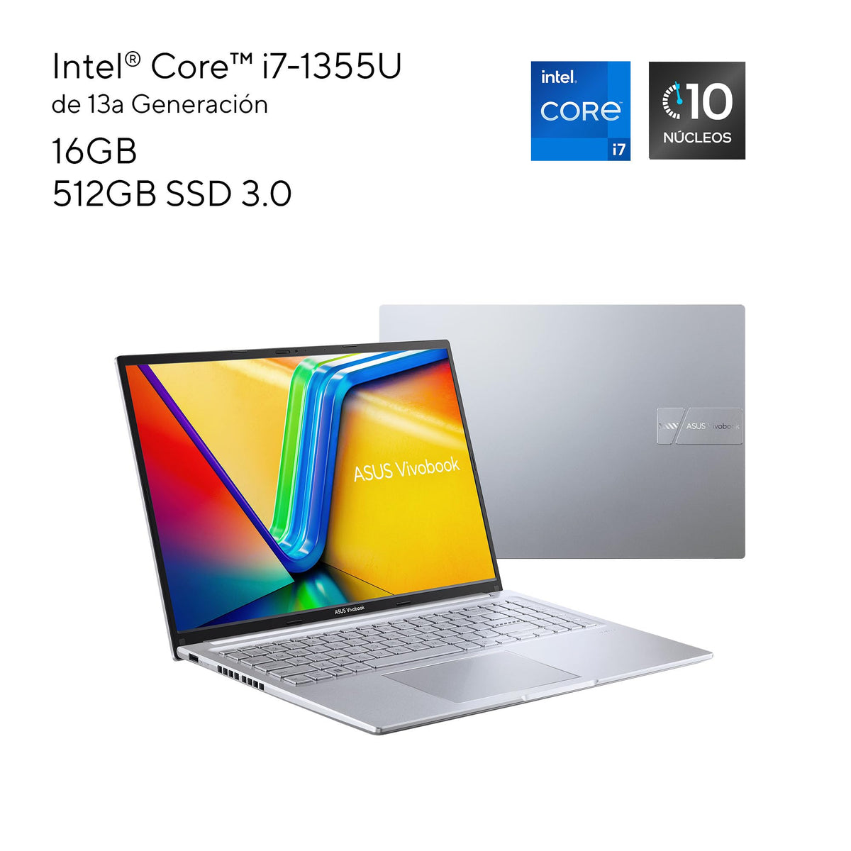 ASUS Laptop Vivobook 16/X1605VA-MB359W/Intel Core i7 13va 10 núcleos/16GB RAM/512GB SSD/Windows 11/Plata/Teclado en Español (Garantía y Servicio en México)