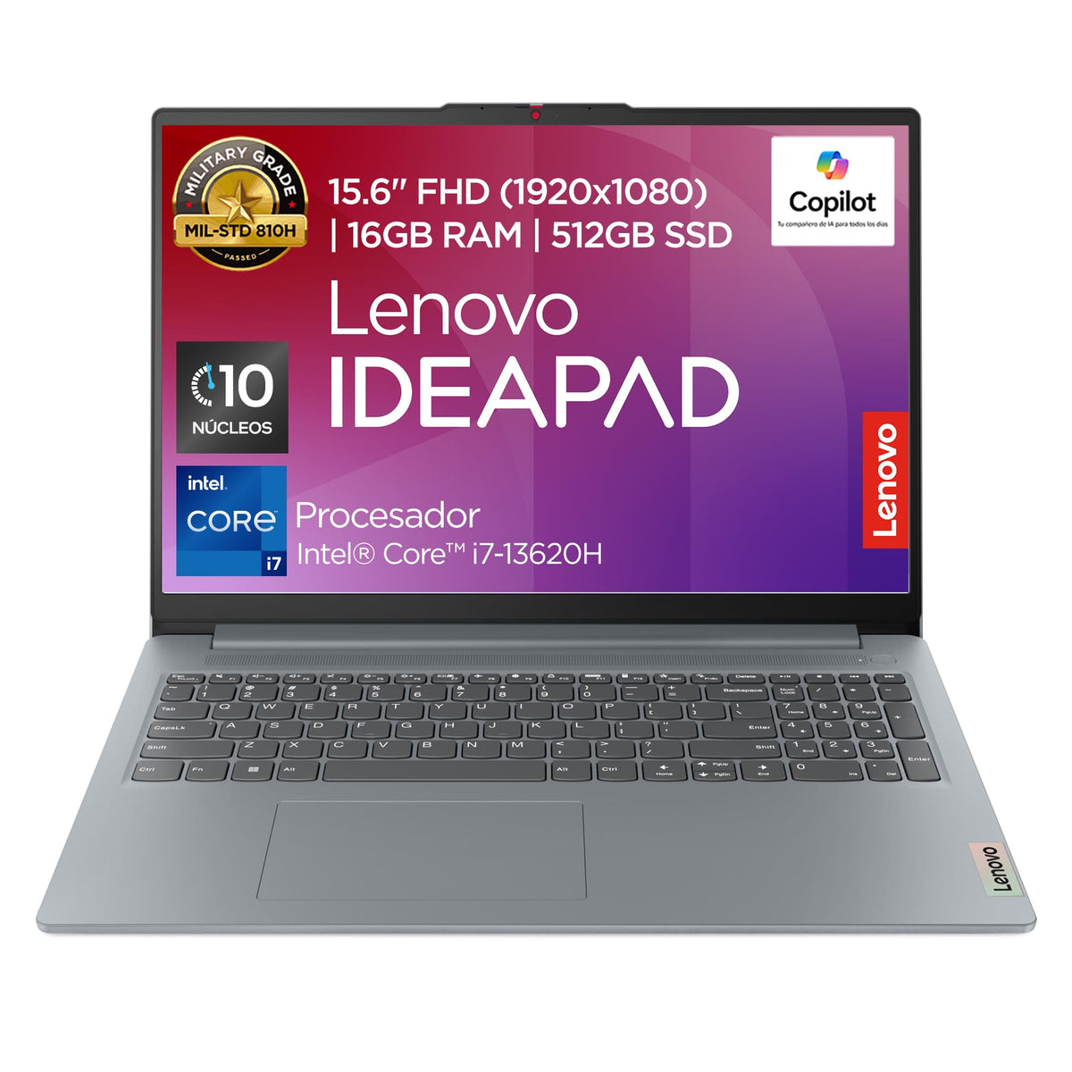 Lenovo Laptop IdeaPad Slim 3 15IRH8 | 15.6" FHD Intel Core i7-13620H 16GB RAM 512GB SSD | Dolby Audio Cámara FHD 1080p | Windows 11 Home Arctic Grey
