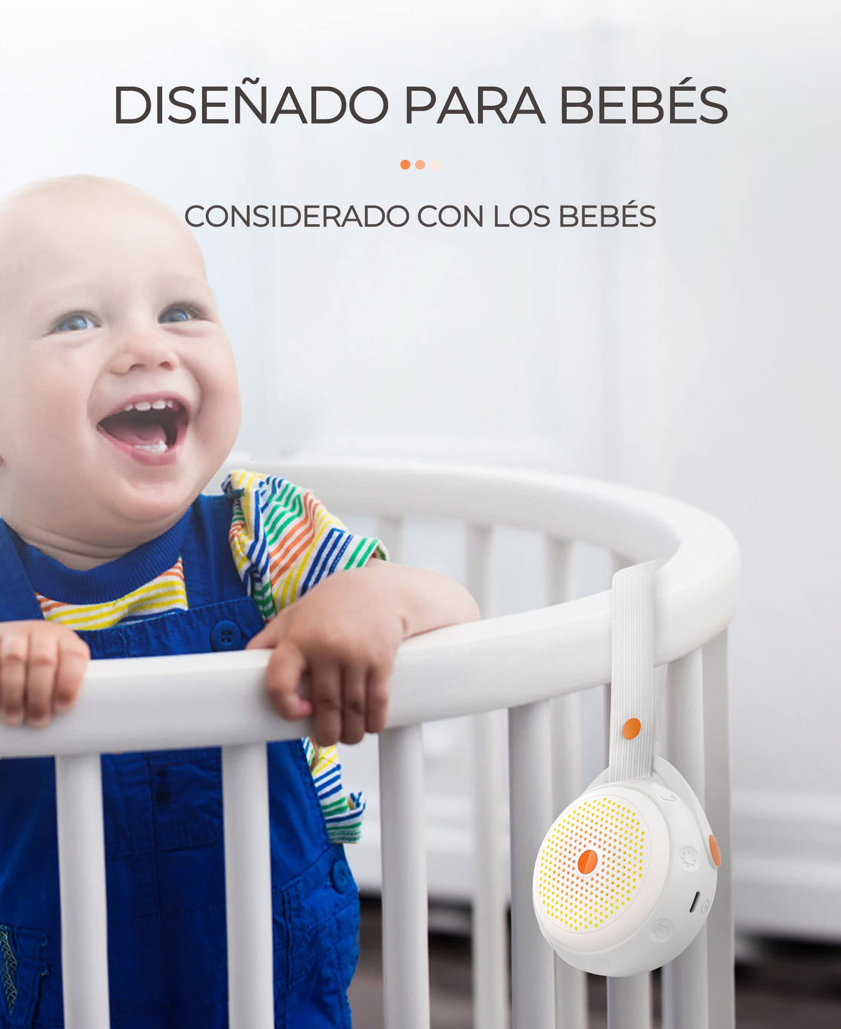 SNORF Ruido Blanco para Bebe, Elegante Máquina de Ruido Blanco, 12 Sonidos Relajantes, Adecuada para Bebés y Adultos, Diseño Portátil, Altavoz Bluetooth Inalámbrico