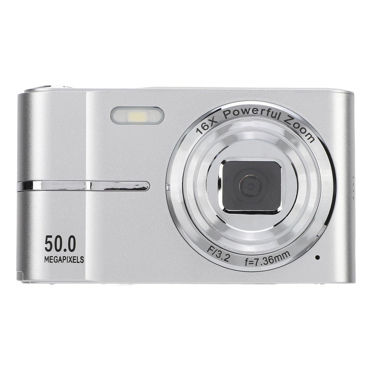 ASHATA Cámara Digital, Cámara de Vlogging FHD 1080P con Enfoque Automático, Cámara Digital con Zoom Digital de 50MP 16X, Cámara Compacta Portátil AF Pantalla de 2,4 Pulgadas para (Silver)