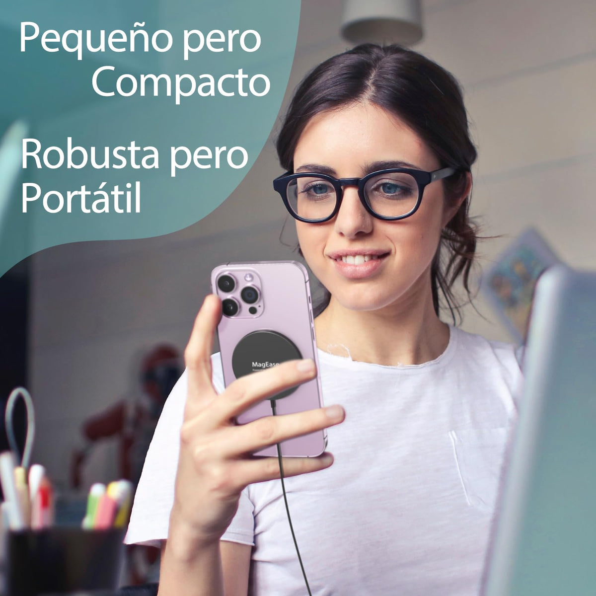 YOXINTA Cargador mag-Safe Cargador Inalámbrico iPhone Magnético mag-Safe Charger, 15W Wireless Charger Compatible con iPhone 16/15/14/13/12 Series and AirPods 3/2/Pro (Blanco)