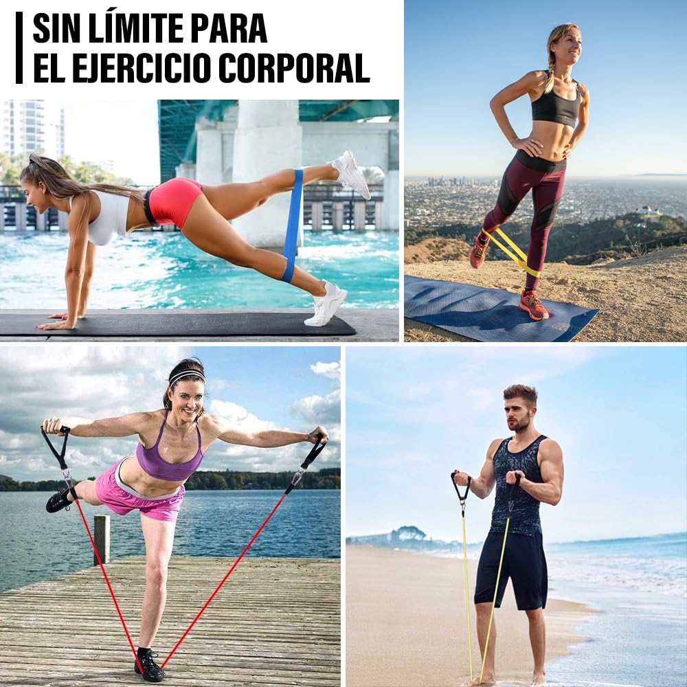 Ligas de Resistencia para Ejercicio 100LBS, EASYTAO 17PCS Bandas de Resistencia, Correas de Yoga Elásticas de Látex, Bolsa de Transporte, Correas para Tobillo y Accesorio de Anclaje para Puerta