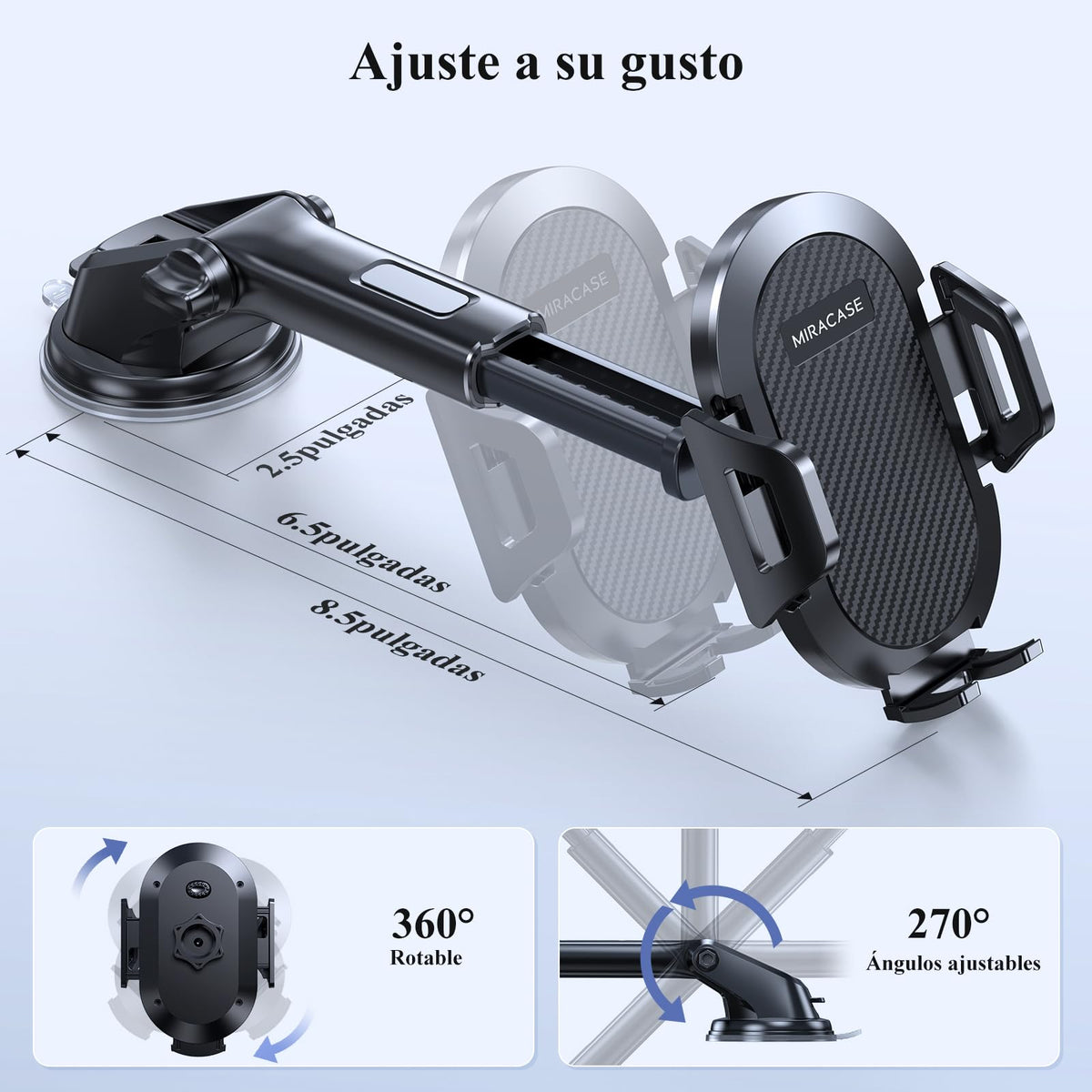 Miracase Soporte Celular Automóvil 【3 en 1】 Porta Celular para Auto Salpicadero Parabrisas Rejilla,Base Teléfono Automóvil para iPhone 15/14/13 Pro MAX,Huawei, Motorola, Xiaomi 14 Ultra