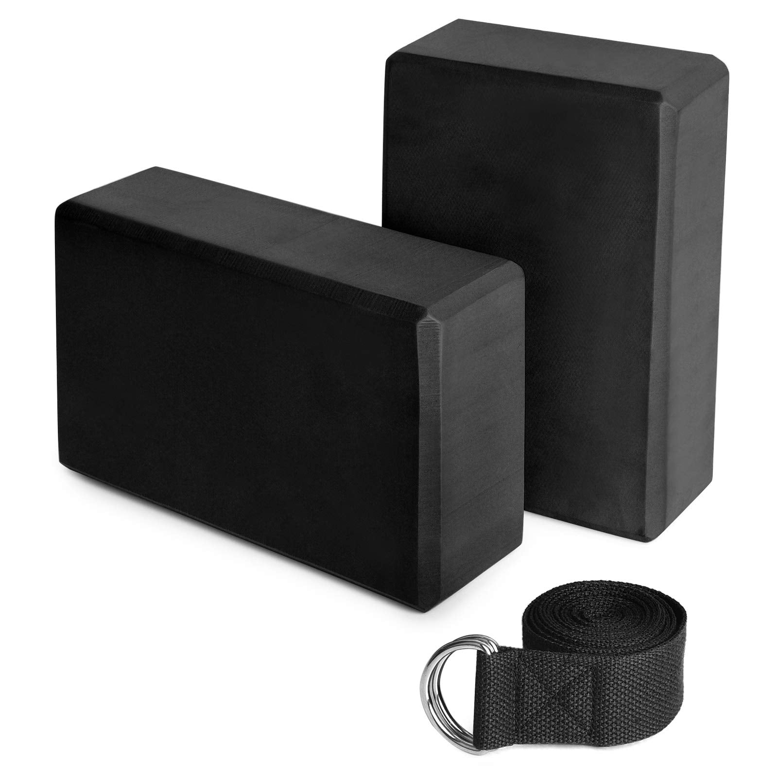 Tomshin 2 Bloques de Yoga EVA, 1 Correa de algodón para Yoga, Bloques de Estabilidad, Juego de Correas para Yoga, Pilates, meditación