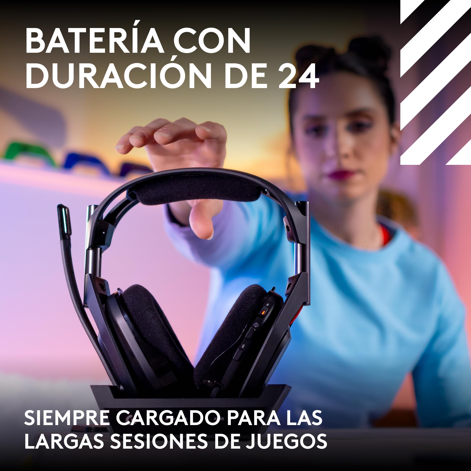 Logitech G Astro A50 Lightspeed Audífonos con micrófono inalámbricos para Juegos + estación Base (Gen 5), Pro-G Graphene, USB-C a Xbox, PS5, PC/Mac o Nintendo Switch, Bluetooth - Negro