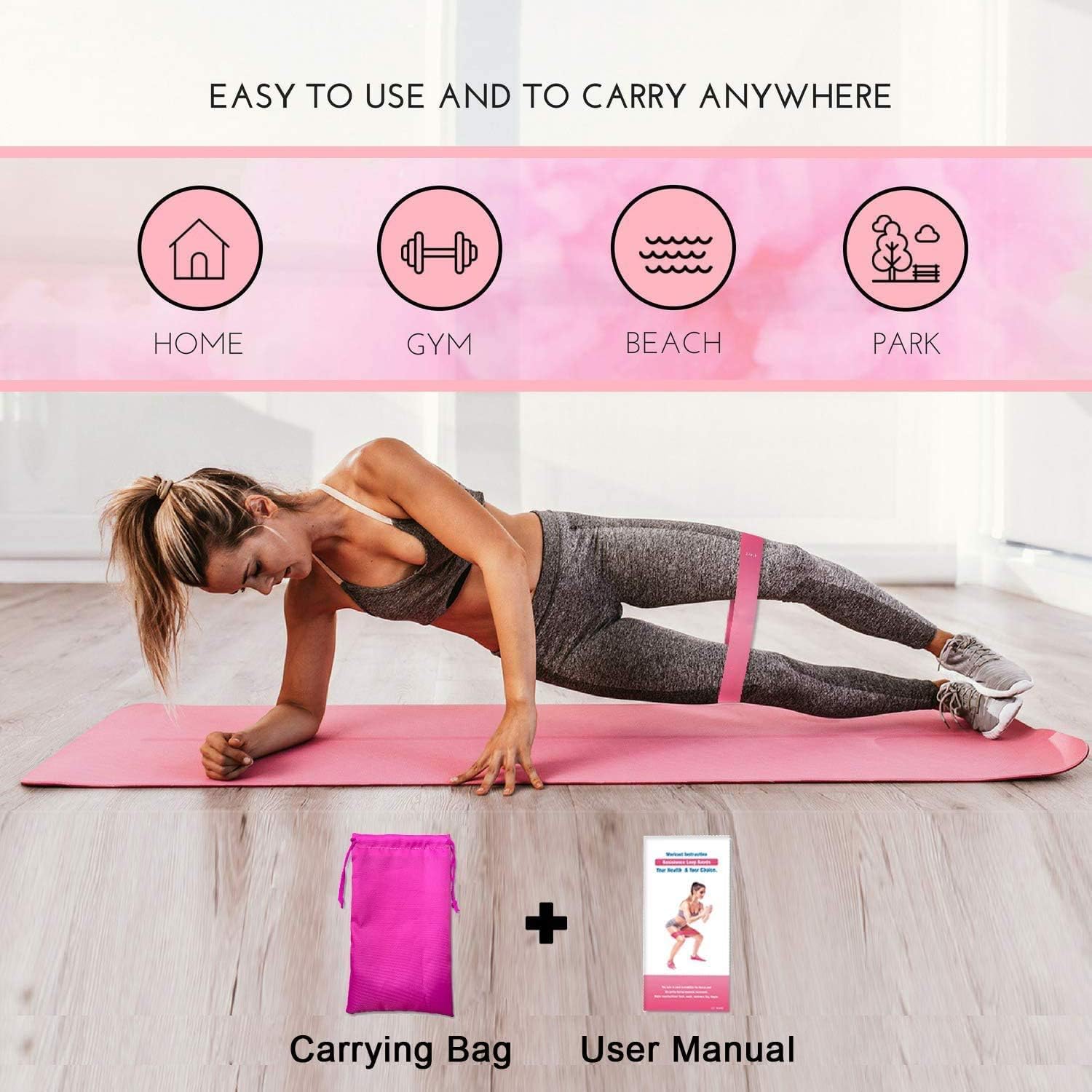 MYDEAR Bandas De Resistencia Elásticas con 5 Niveles Ejercicios Cintas Elasticas Fitness de Látex Natural, Bandas Elasticas Musculacion para para Yoga, Pilates, Crossfit, Estiramientos
