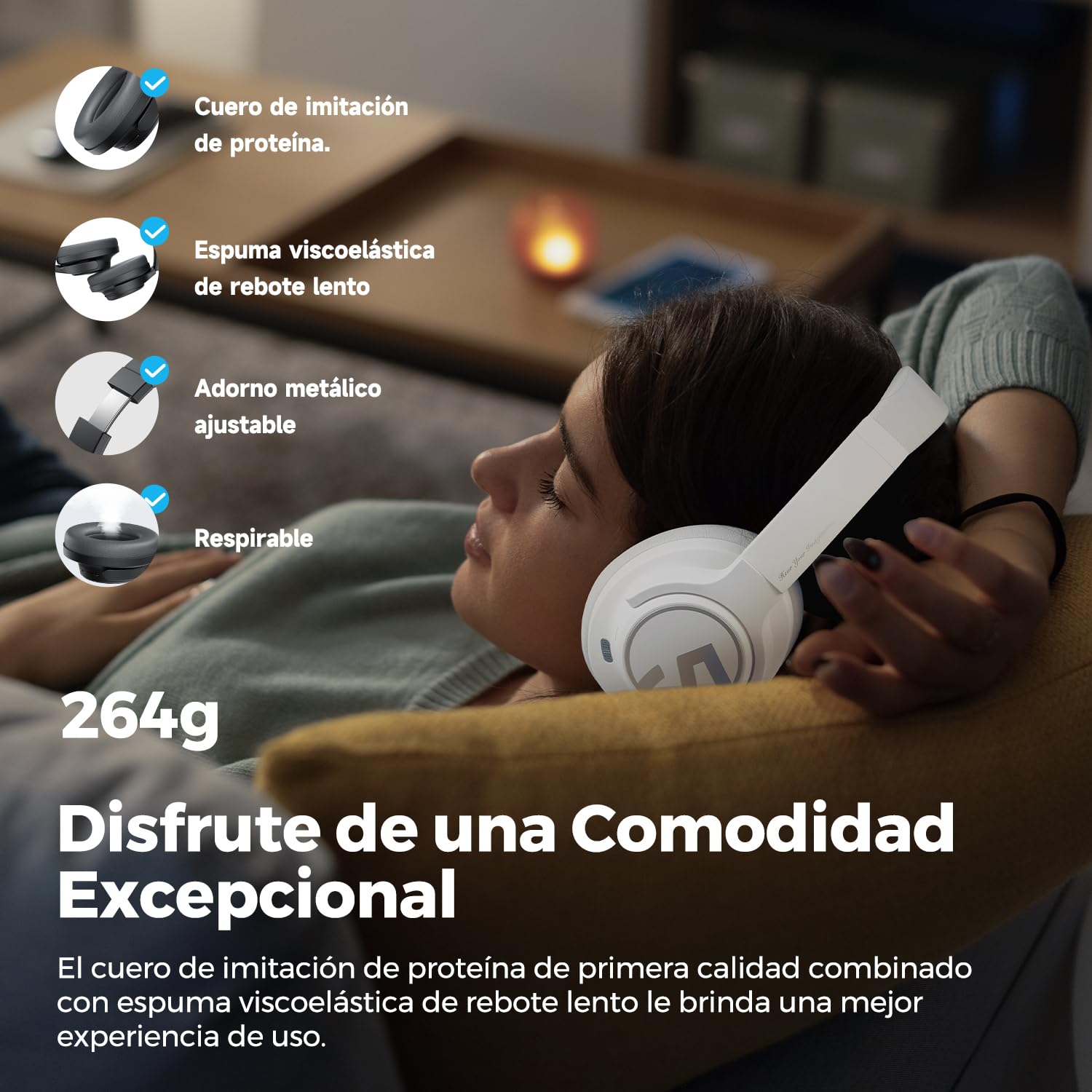 SoundPEATS Space Audífonos de Diadema ANC, hasta 123H de Batería