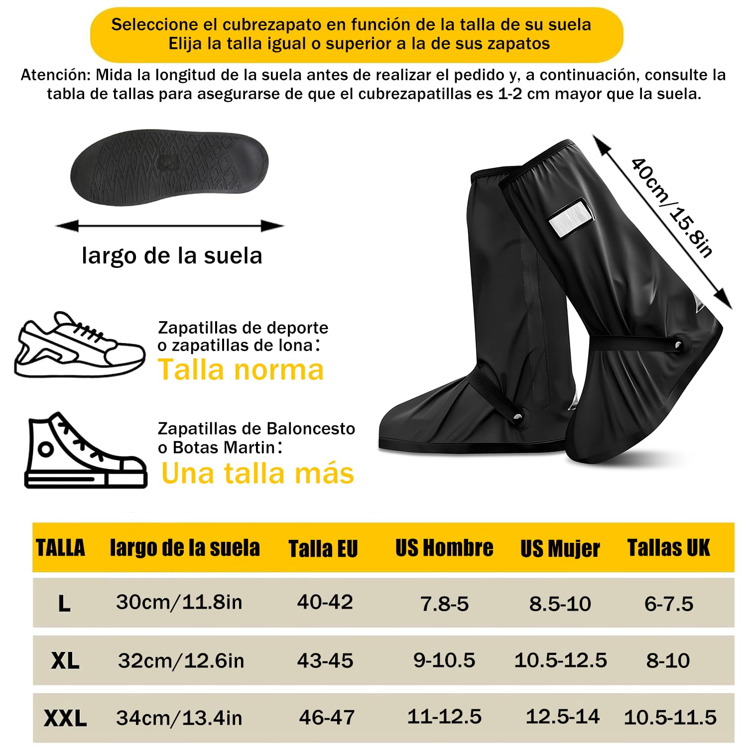 TOPONE Botas para Lluvia, Protector de Zapato Impermeable para Hombre Mujer