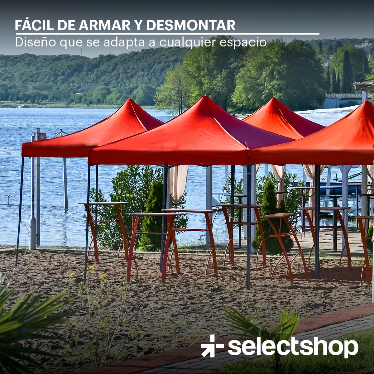SELECTSHOP Carpa Toldo 3x3M Reforzado Plegable Impermeable Facil Armado Y Transporte para Jardín Casa Exterior Uso Rudo Acero Lona (Azul)