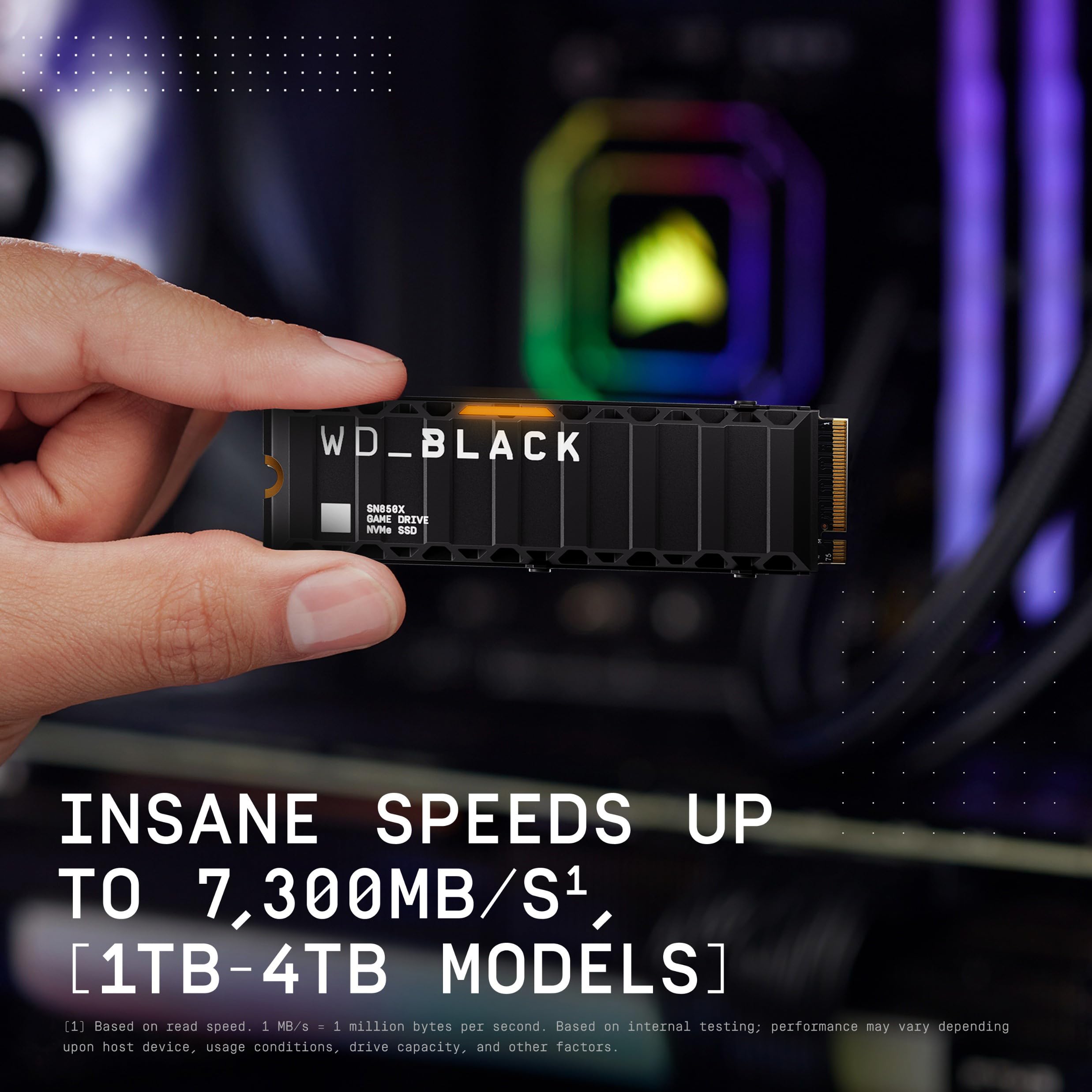 WD_Black 8TB SN850X NVMe Unidad Interna de Estado sólido para Juegos con disipador térmico - Funciona con PlayStation 5, Gen4 PCIe, M.2 2280, hasta 7.200 MB/s - WDS800T2XHE