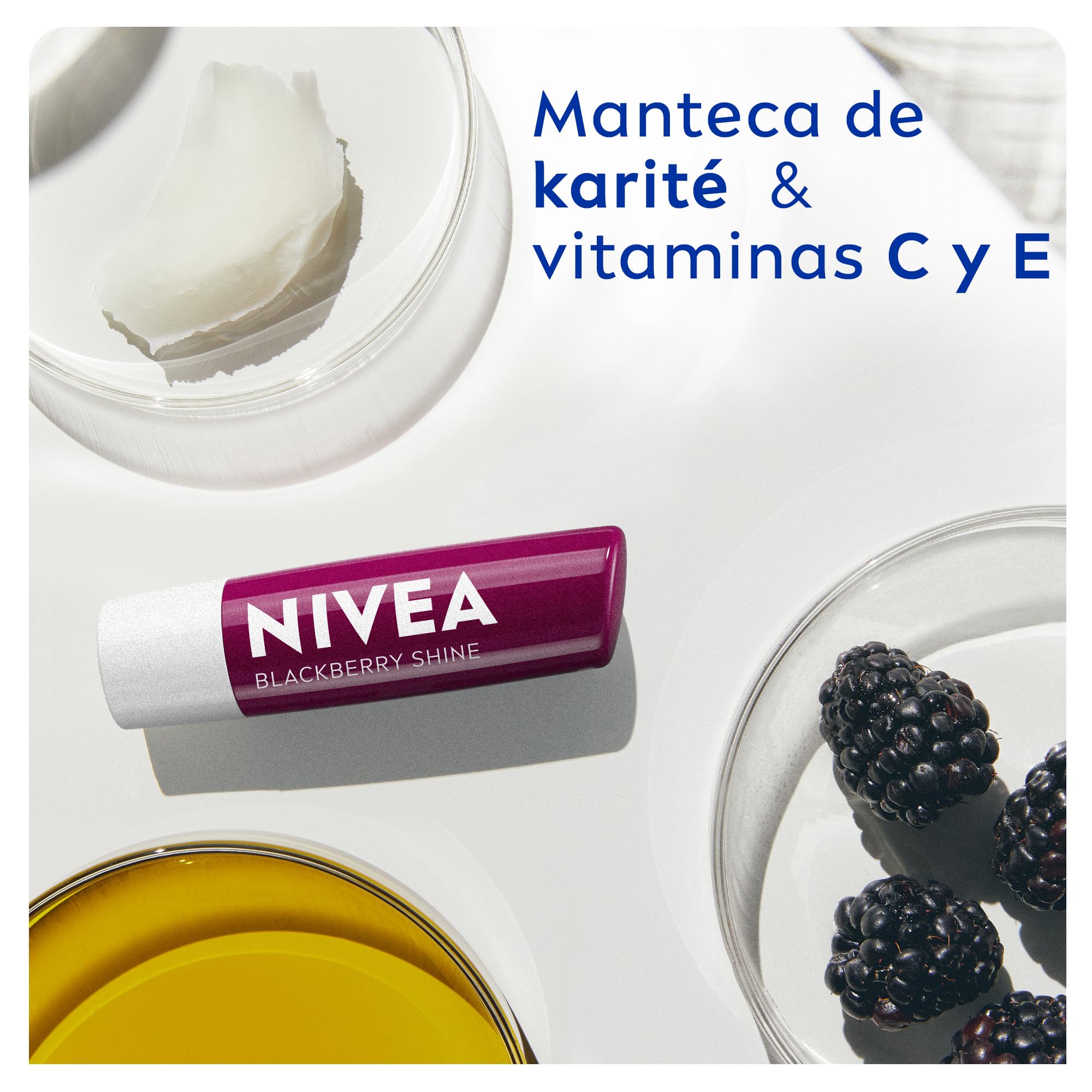 LABELLO Bálsamo labial con color Mora (4.8g) protector labial con Vitamina E libre de aceites minerales 24 horas de humectación
