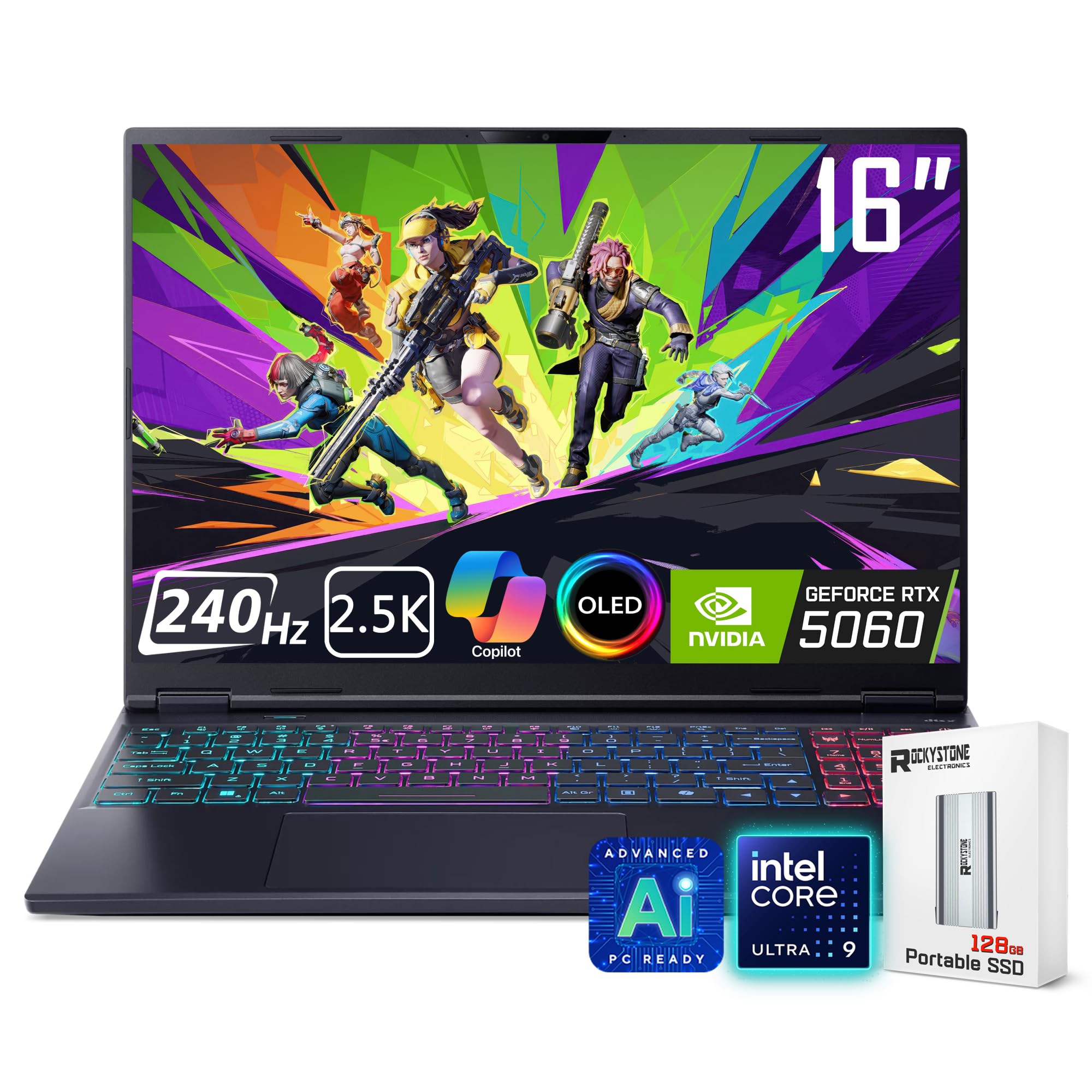 Acer Predator Helios Neo 16S AI Gaming Laptop, 16 240Hz 2.5K OLED, Intel Core Ultra 9 275HX, NVIDIA GeForce RTX 5060, VR Ready, copilot, refrigeración líquida, negro, Windows 11 Pro (16GB DDR5 RAM |