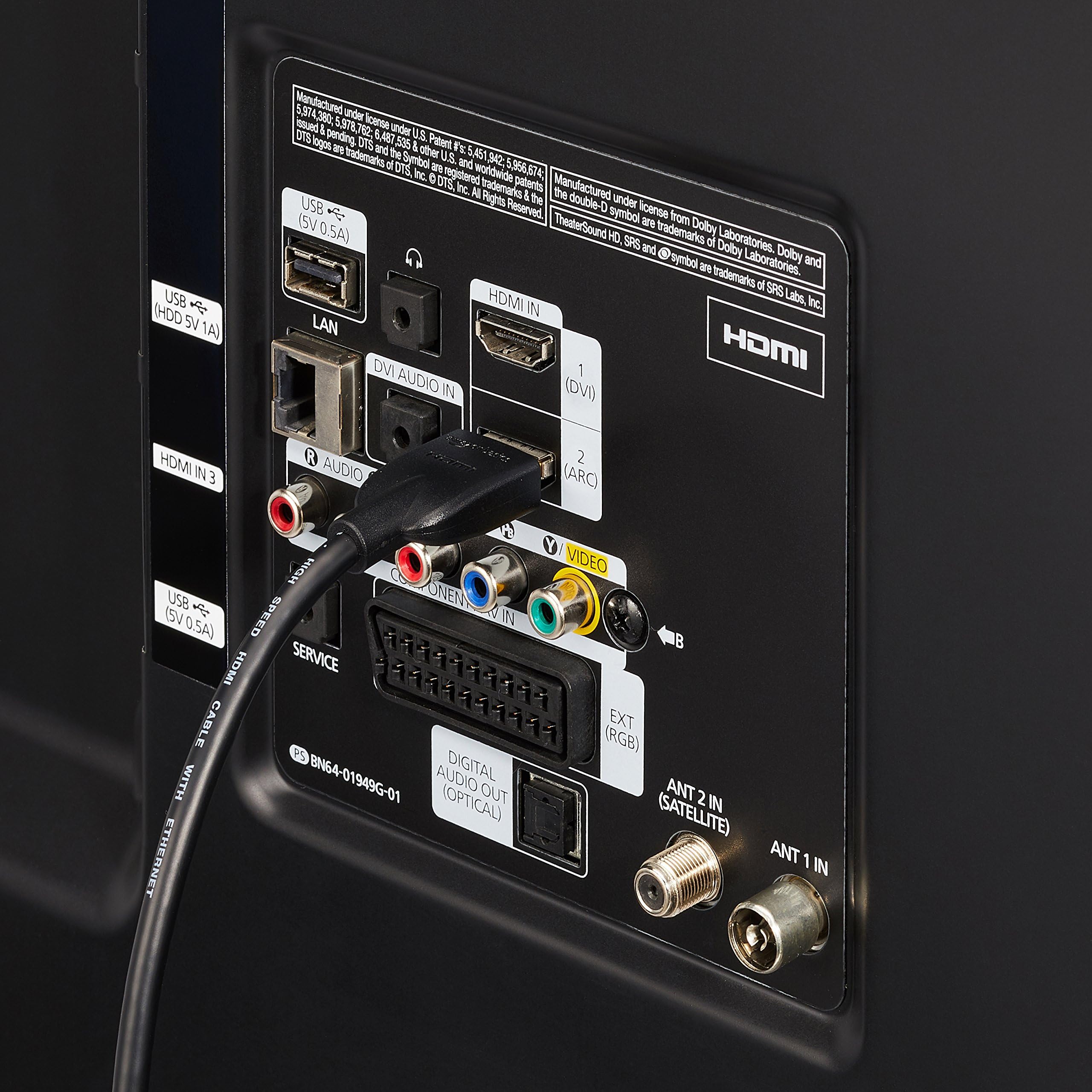 Amazon Basics - Cable HDMI de alta velocidad (18 Gbps, 4 K/60 Hz), 1.82 cm, color negro