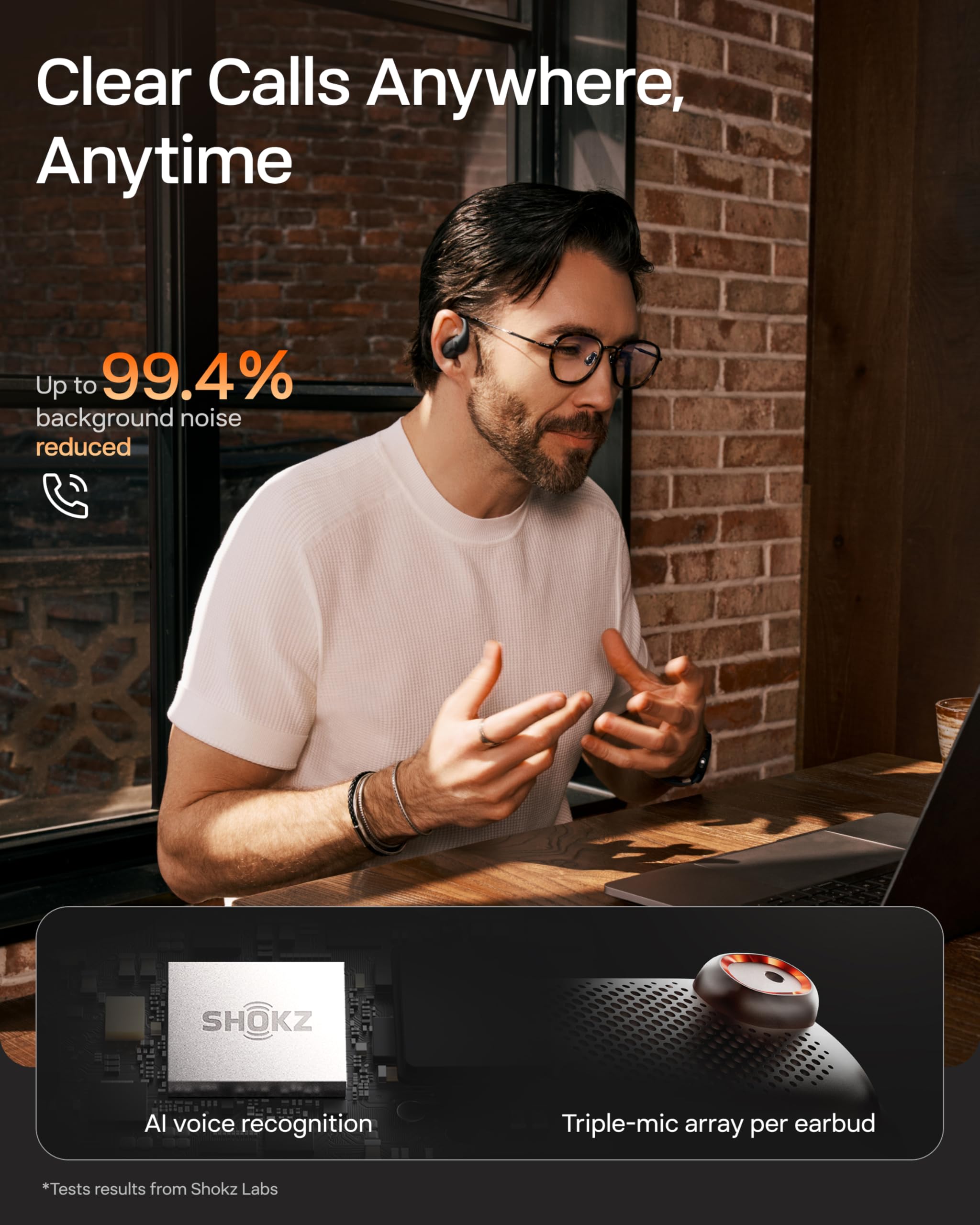 SHOKZ New OpenFit Pro Open-Ear Headphones, Dolby Atmos Comfortable Earbuds 50H Playtime, IP55 Water-Resistant, Exquisite Microphone Noise Reduction, USB-C Fast Charging, Wireless Charging, Black