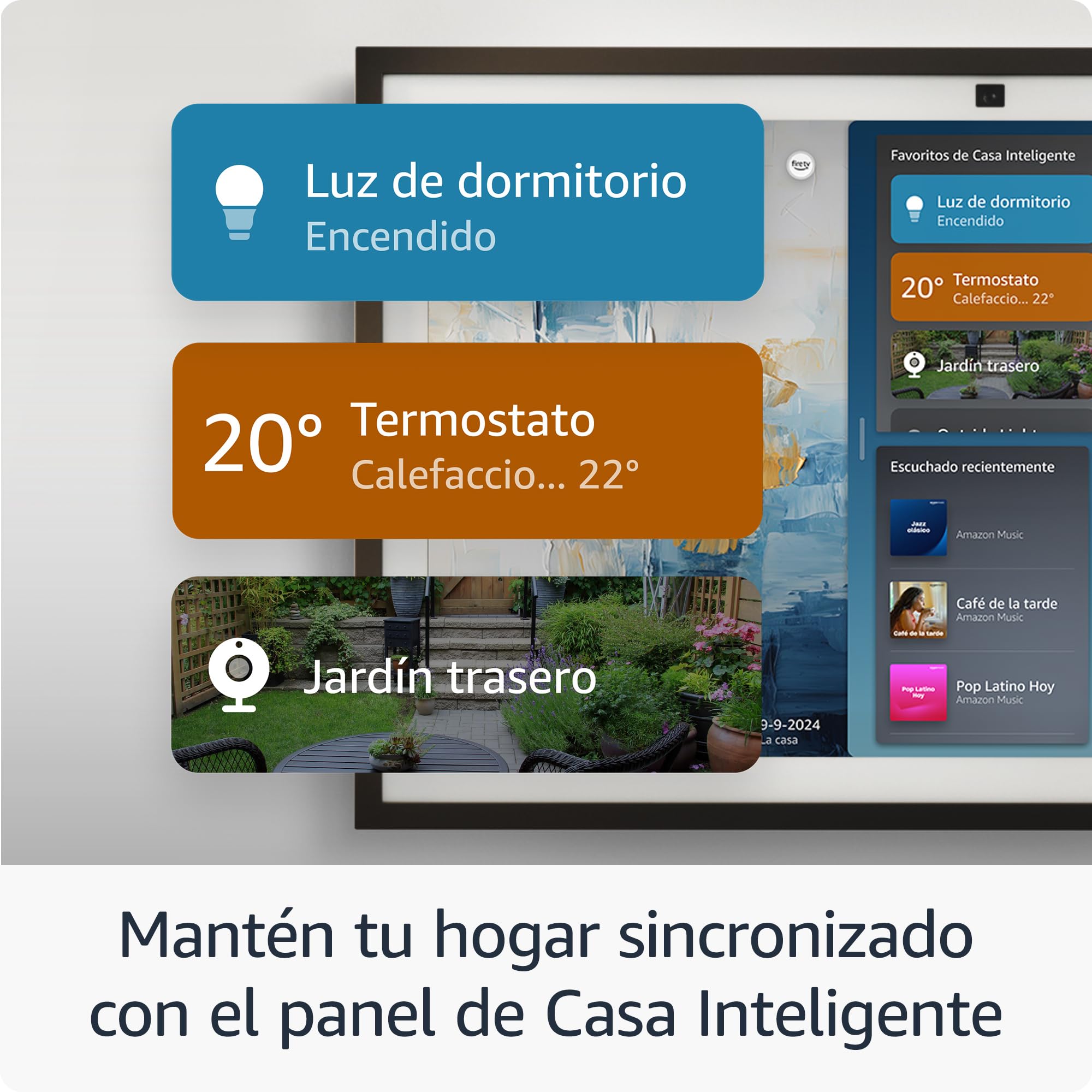Amazon Echo Show 15 (último modelo). Hub para cocina Full HD de 15.6″ para organizar el hogar, con Fire TV integrado y control remoto por voz Alexa, con el Acceso Anticipado de Alexa+