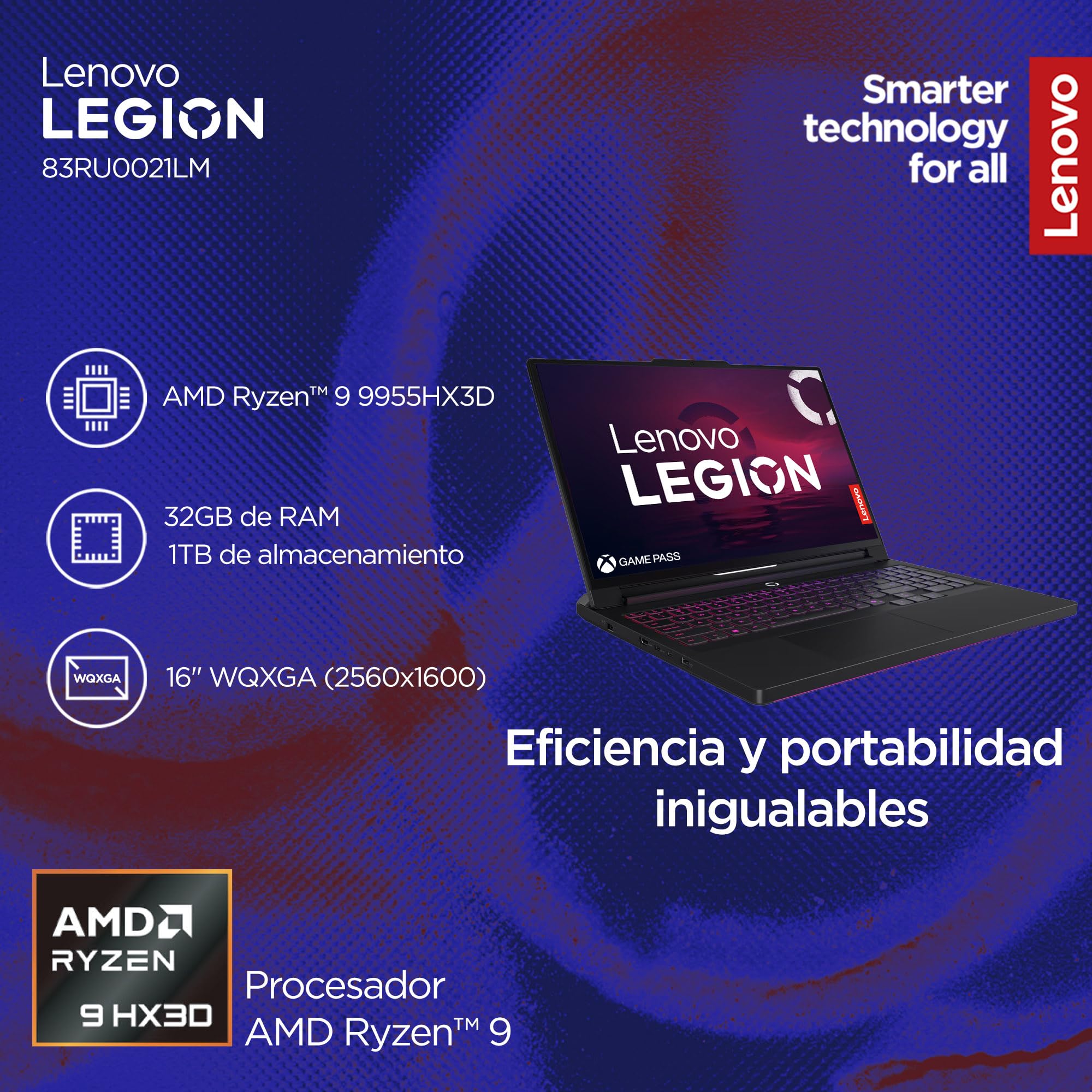 Laptop Lenovo Gaming Legión Pro 7 | 32GB RAM 1TB SSD | AMD Ryzen 9 | RTX 5080 PC con IA | Windows 11