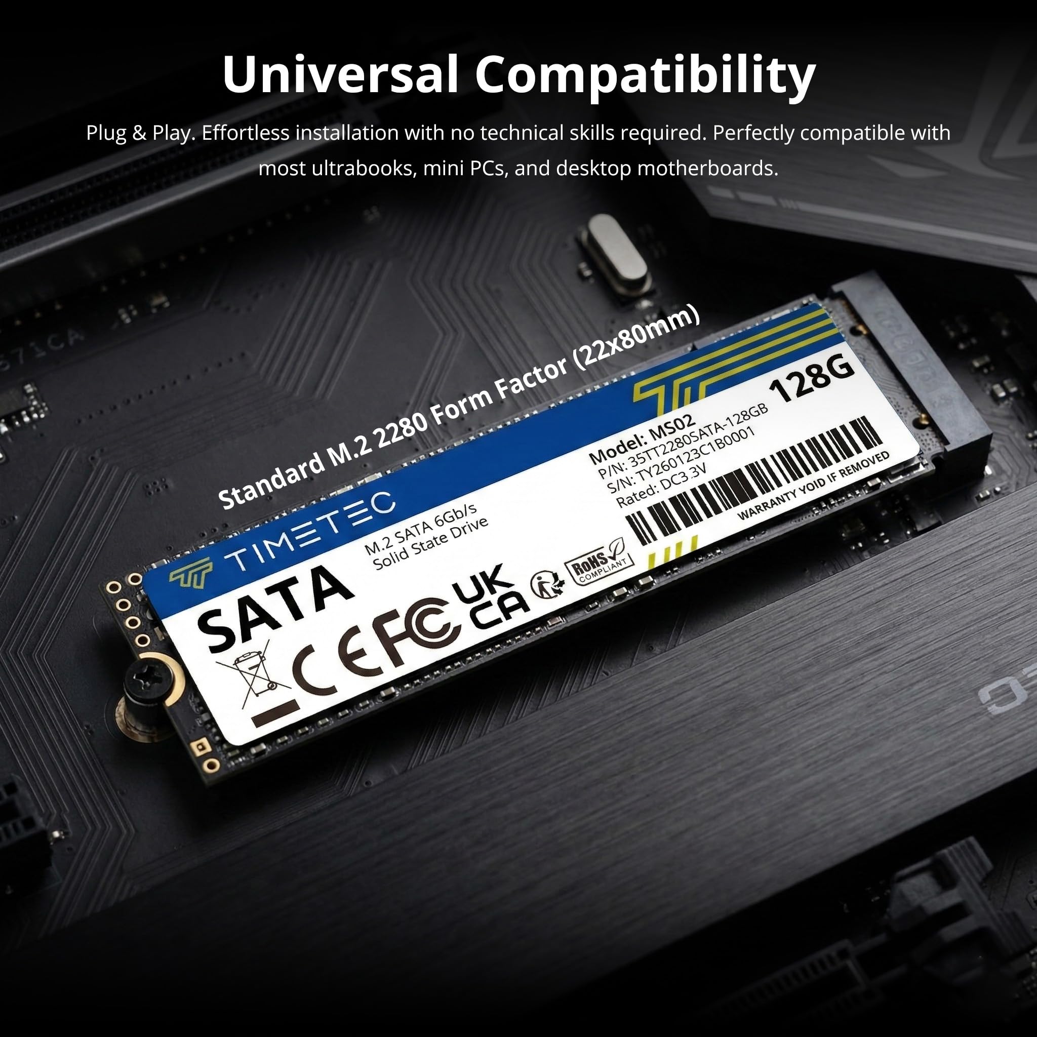 Timetec 128 GBx10 (Paquete de 10) SSD 3D NAND TLC SATA III 6 Gb/s M.2 2280 NGFF 64 TBW velocidad de lectura de hasta 530 MB/s SLC Cache Performance Boost Unidad interna de estado sólido para