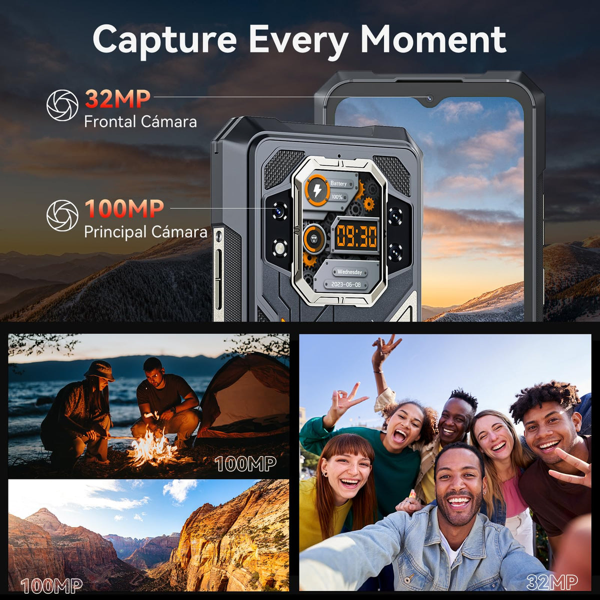 CUBOT Celular Kingkong X, 5G Rugged Smartphone Android 14 Desbloqueado,32GB(16+16 Virtual) RAM 512GB ROM,10200mAh Batería 6.58" 2.4K HD+ Pantalla, IP68/IP69K/120Hz/NFC/Huella Dactilar/Doble SIM