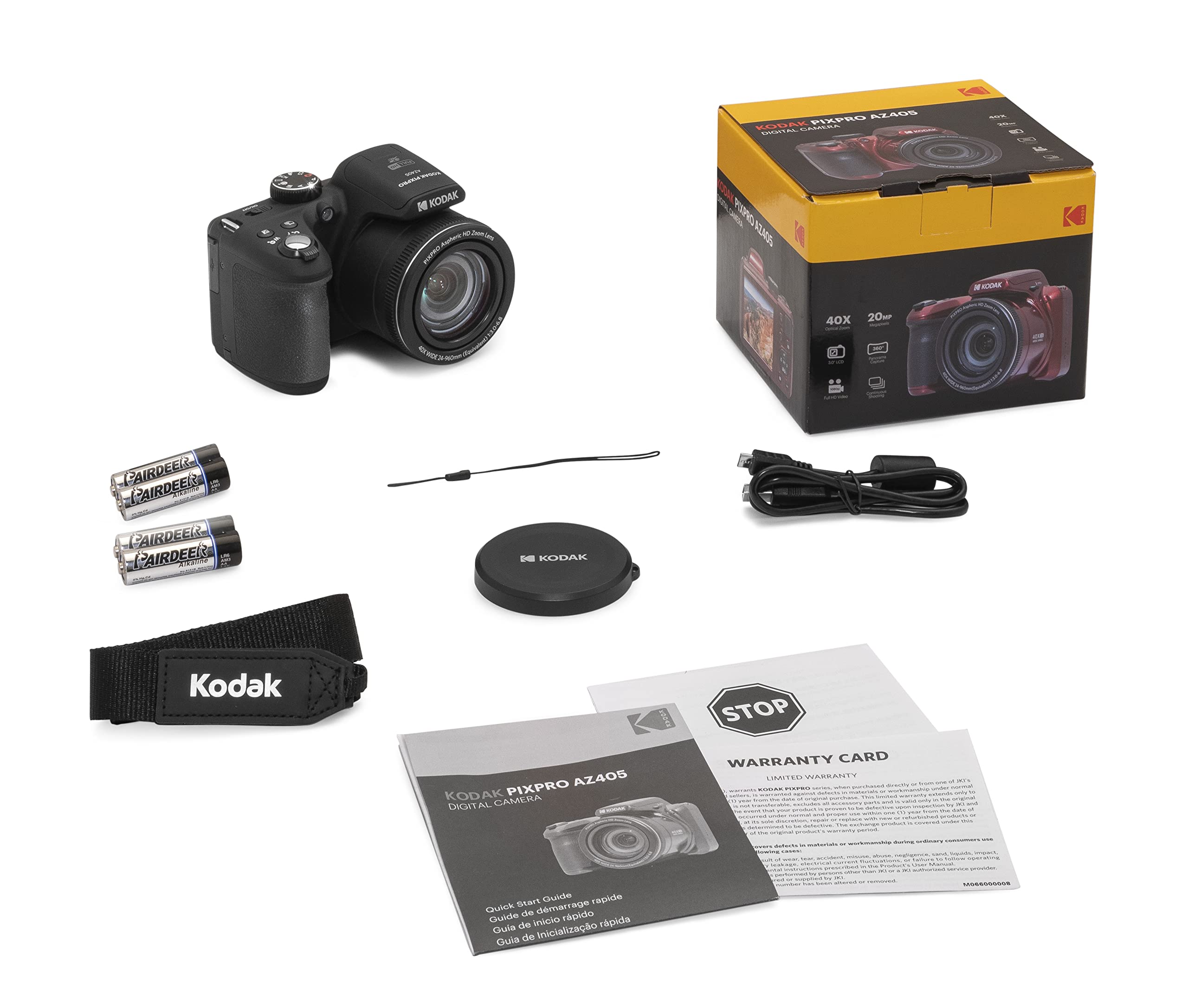 KODAK PIXPRO AZ405-BK Cámara Digital de 20 MP, Zoom óptico de 40 X, Lente Gran Angular de 24 mm, estabilización óptica de Imagen, 1080P, Full HD, Video, cámara LCD de 3 Pulgadas, Color Negro