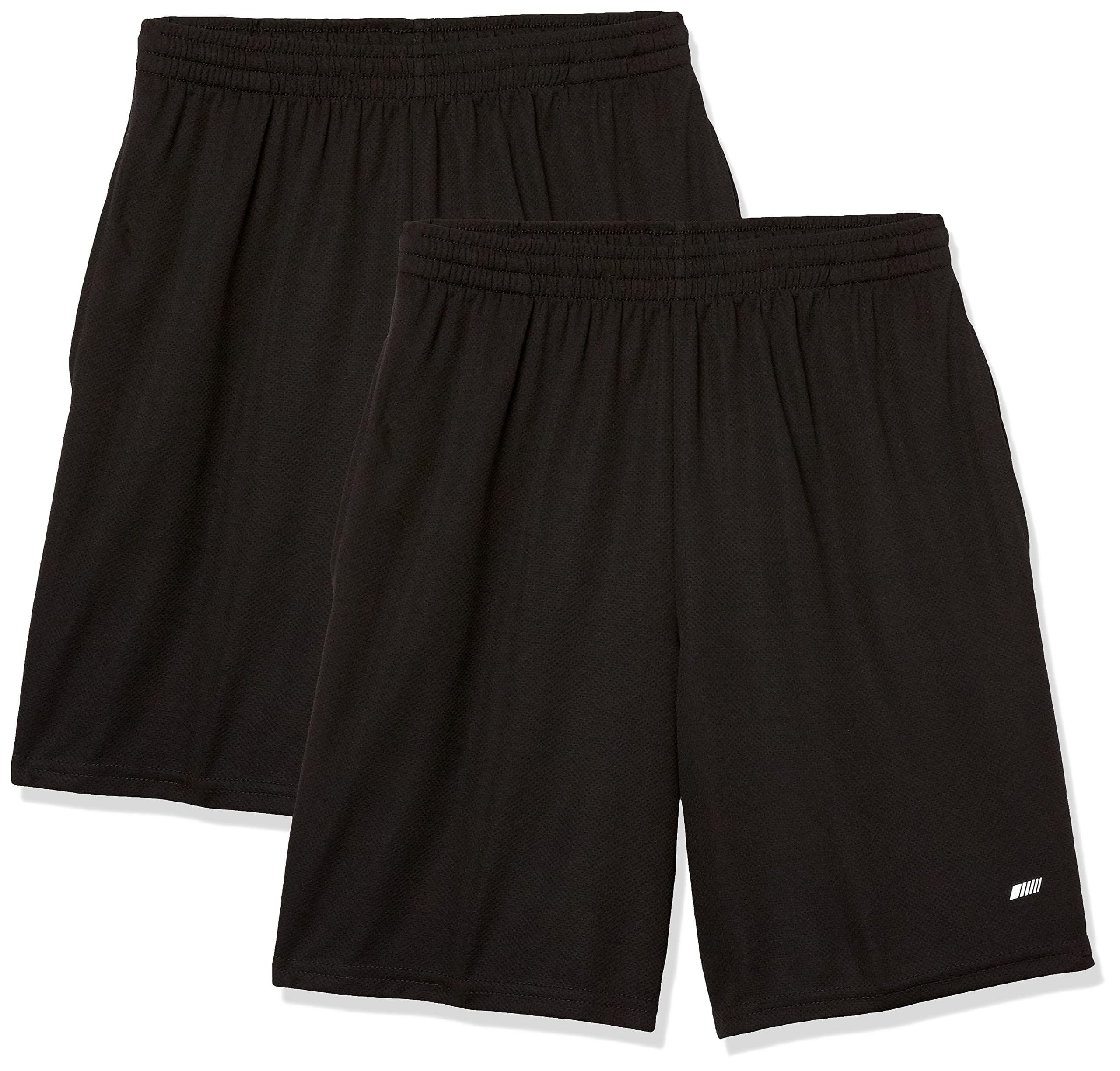 Amazon Essentials Performance Tech - Pantalones cortos de ajuste holgado para hombre (disponibles en grande y alto), paquete de 2, negro, talla G
