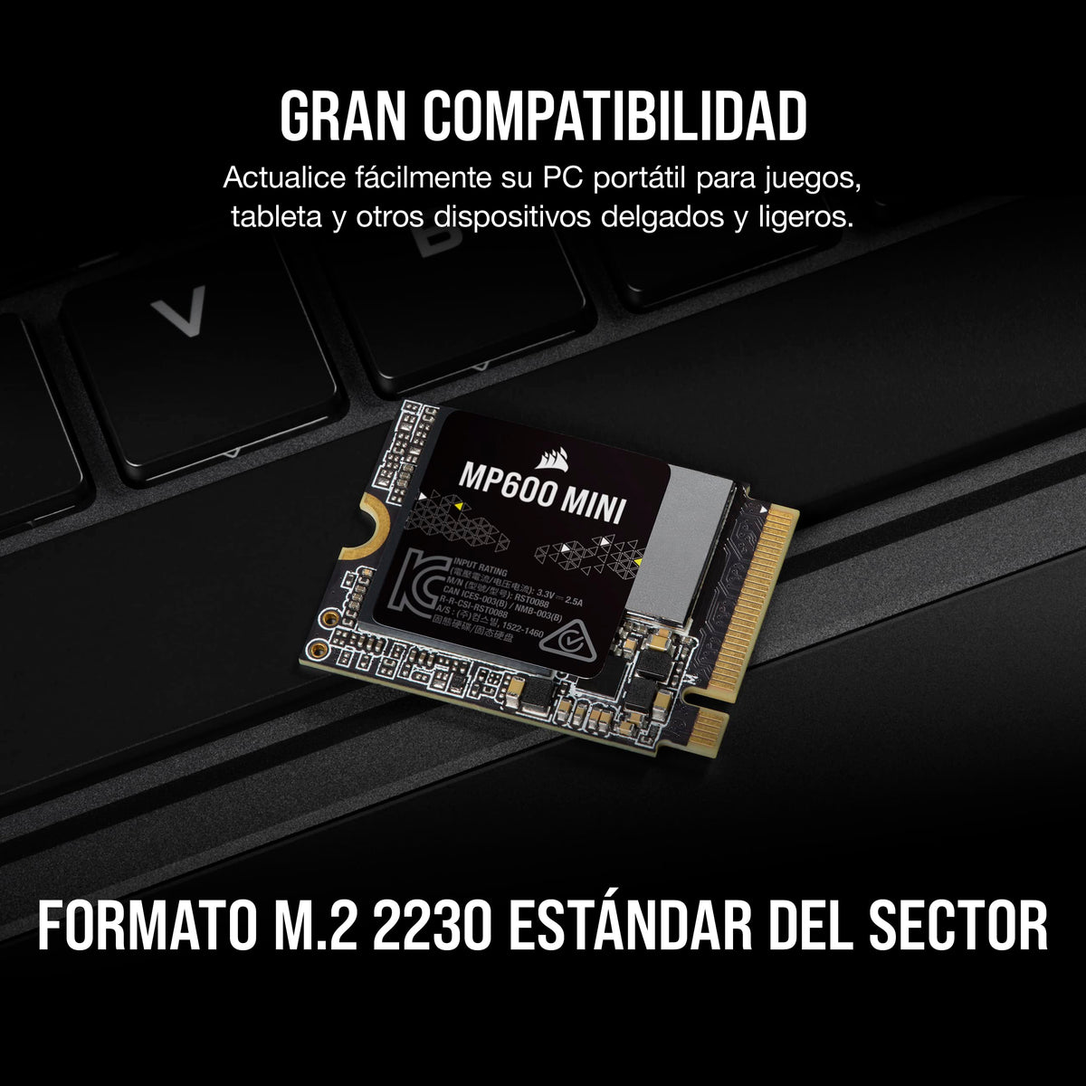 Corsair MP600 Mini 2TB M.2 NVMe PCIe x4 Gen4 SSD – M.2 2230 – Up to 7,000MB/sec Sequential Read – High-Density 3D TLC NAND – Great for Steam Deck and Microsoft Surface – Black