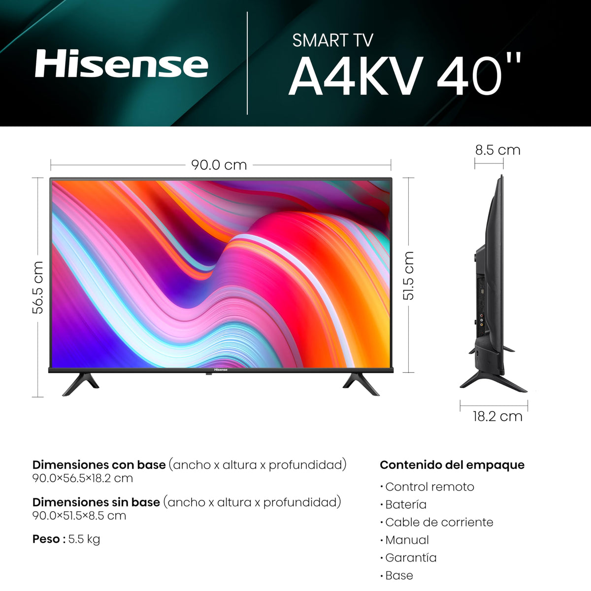 Hisense Pantalla 40" Pulgadas FHD Smart TV VIDAA 40A4KV