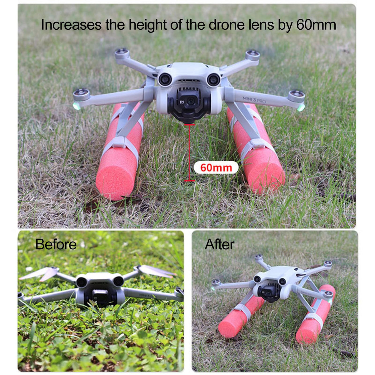FlySimple - Equipo de aterrizaje flotante para DJI Mini 4 Pro Kit de entrenamiento de agua para drones Soporte de barra de flotabilidad compatible con DJI Mini 3/3 Pro Accesorios