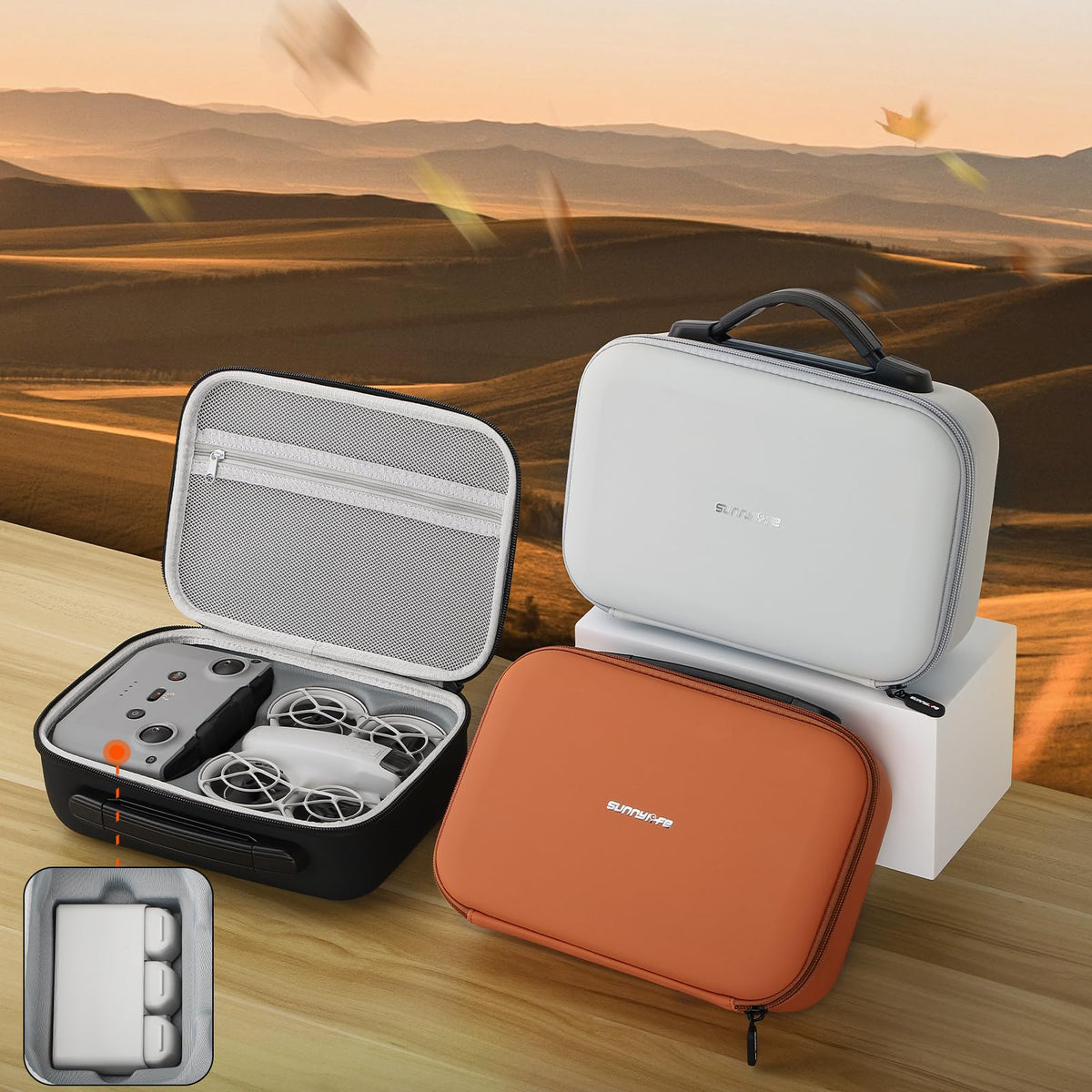 Funda de transporte para DJI NEO, bolsa de almacenamiento de carcasa dura de poliuretano portátil para drones/baterías/hub de carga/control remoto RC-N3/hélices y otros accesorios (naranja)