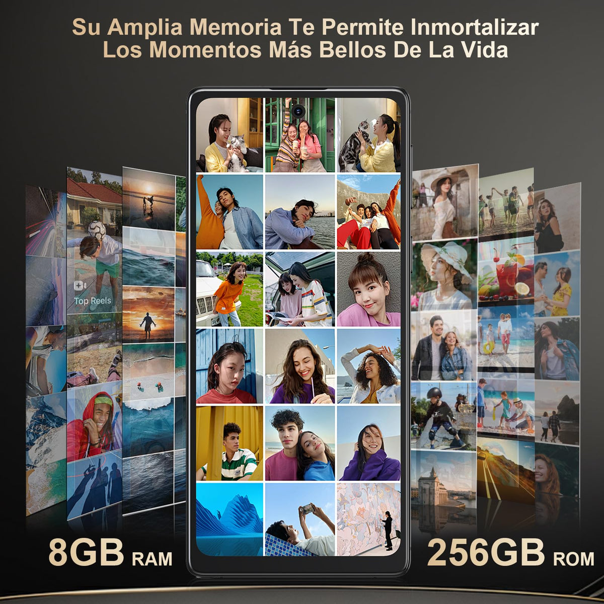 Fhrhig Celulares Inteligente Android 14, 256GB+8GB RAM Smartphone, 6.6" HD Celular con Batería, 21MP+8MP Cámara, Teléfonos con Dual SIM Dual Standby/Face ID/TF con S-Pen