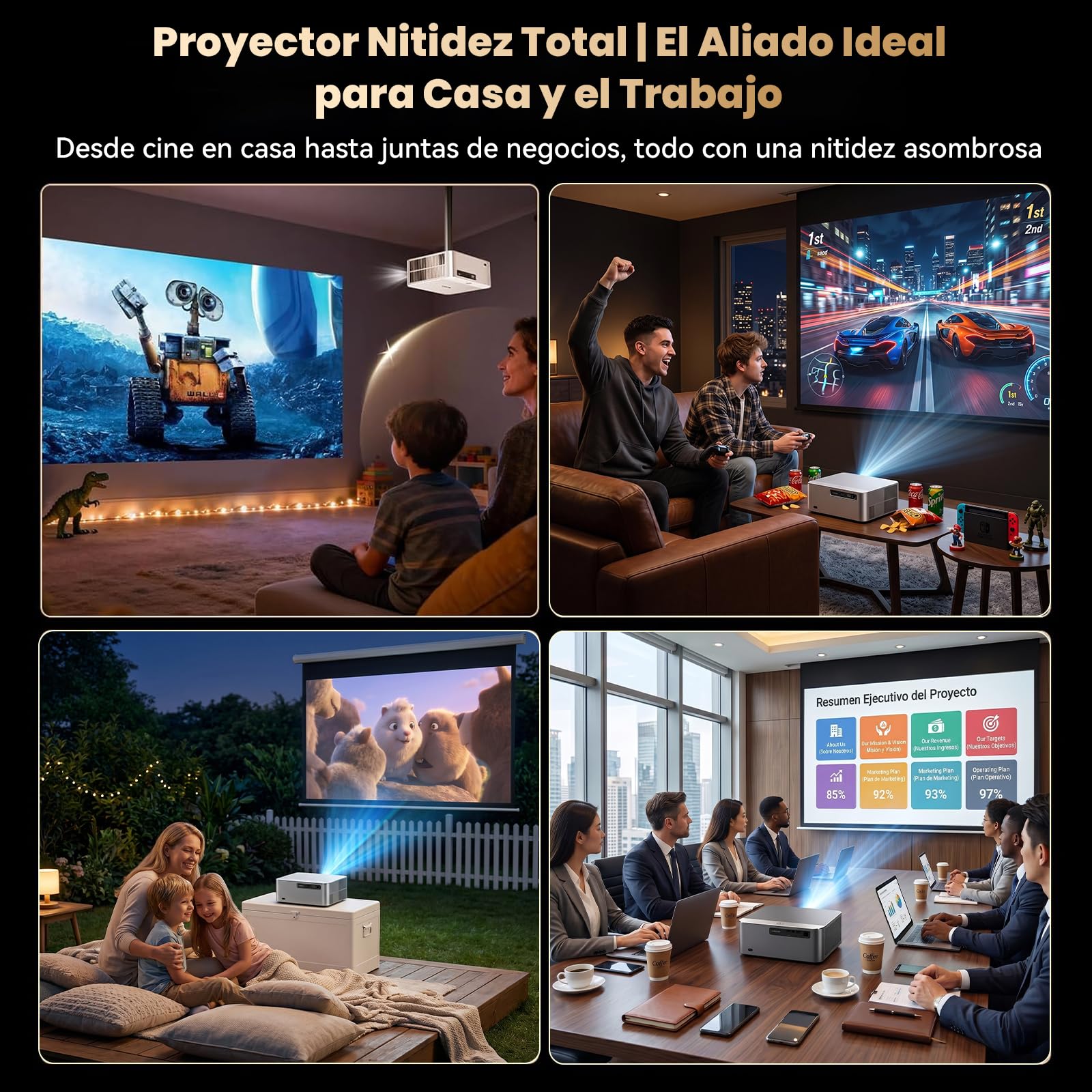 KACOTA 【Autoajuste/3000ANSI】 Proyector 4K P7 Pro, Android Sistema,Memoria 2+32GB,Proyector Gamer/Cine en casa(Latencia<18 ms),300 Pulgadas,WiFi 6,RJ45,Bluetooth 5.2, Compatible con iOS/Android/PC/PS5
