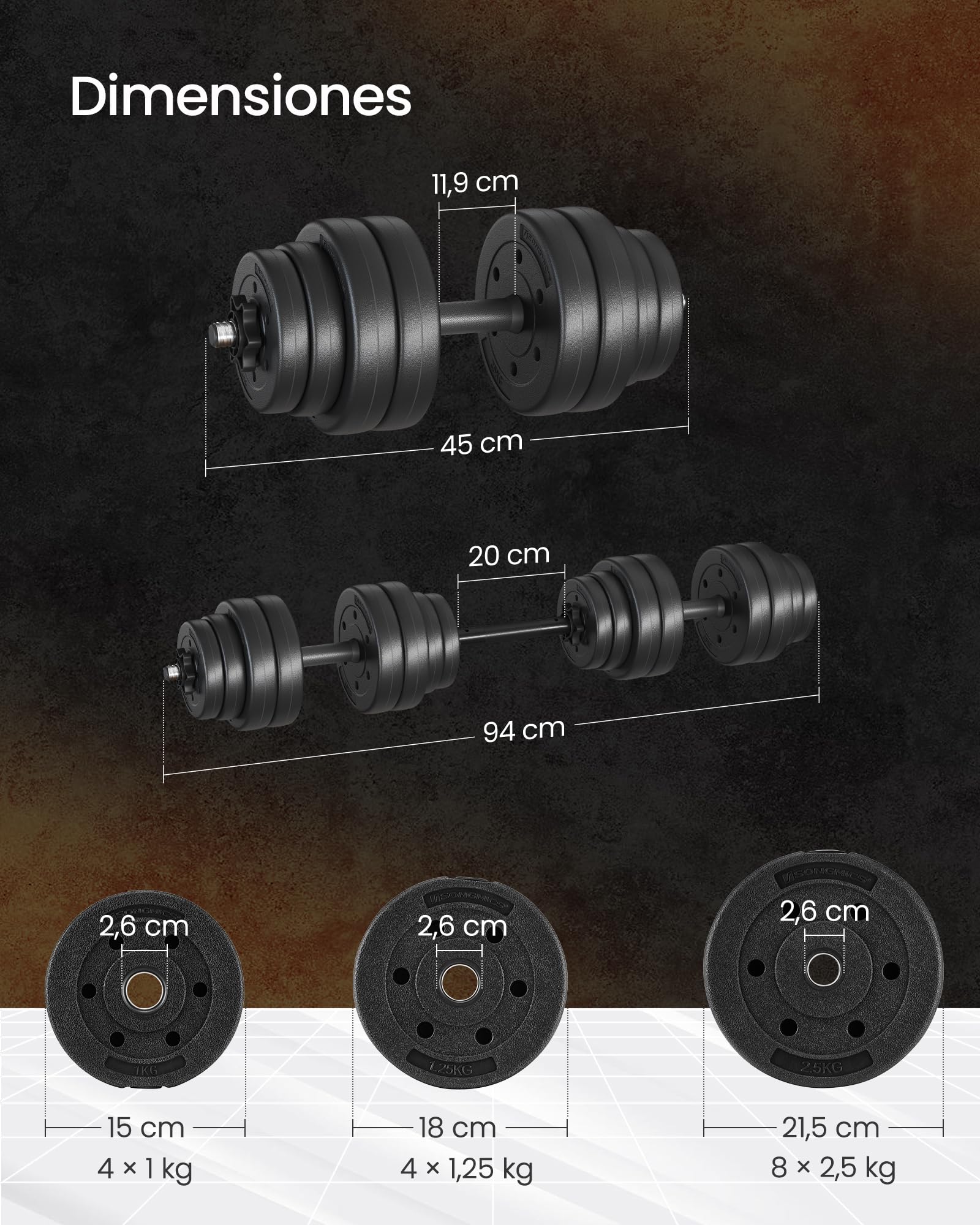 SONGMICS Juego de Mancuernas 2 en 1, Mancuernas Ajustables de 2 x 15 kg, con Barra Adicional, Gimnasio de Casa, Negro Tinta MSYL30HBK