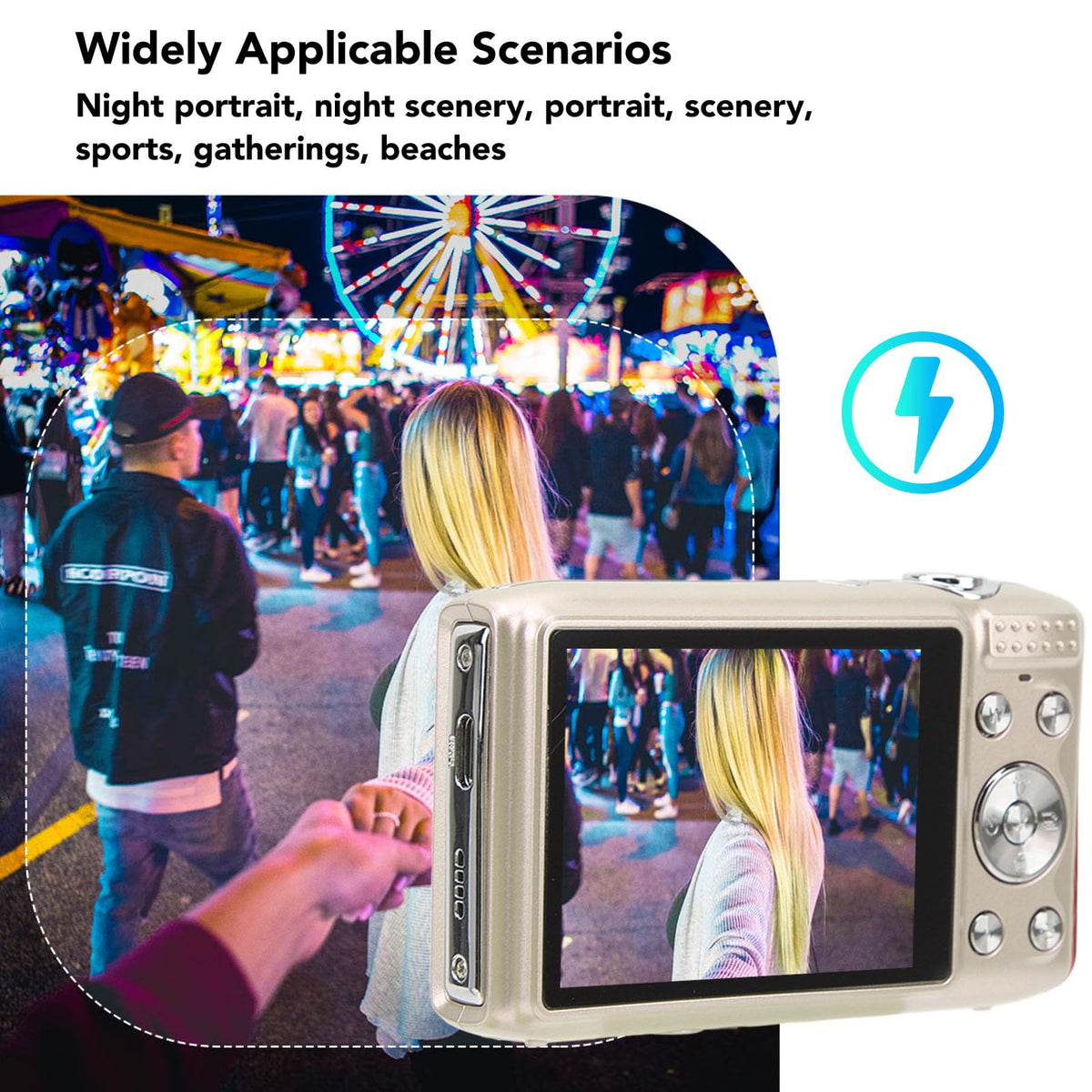 Cámara Digital 4K Yunseity, 58MP con Zoom 16X, Pantalla TFT HD 2.88 Pulgadas, Oro Dorado