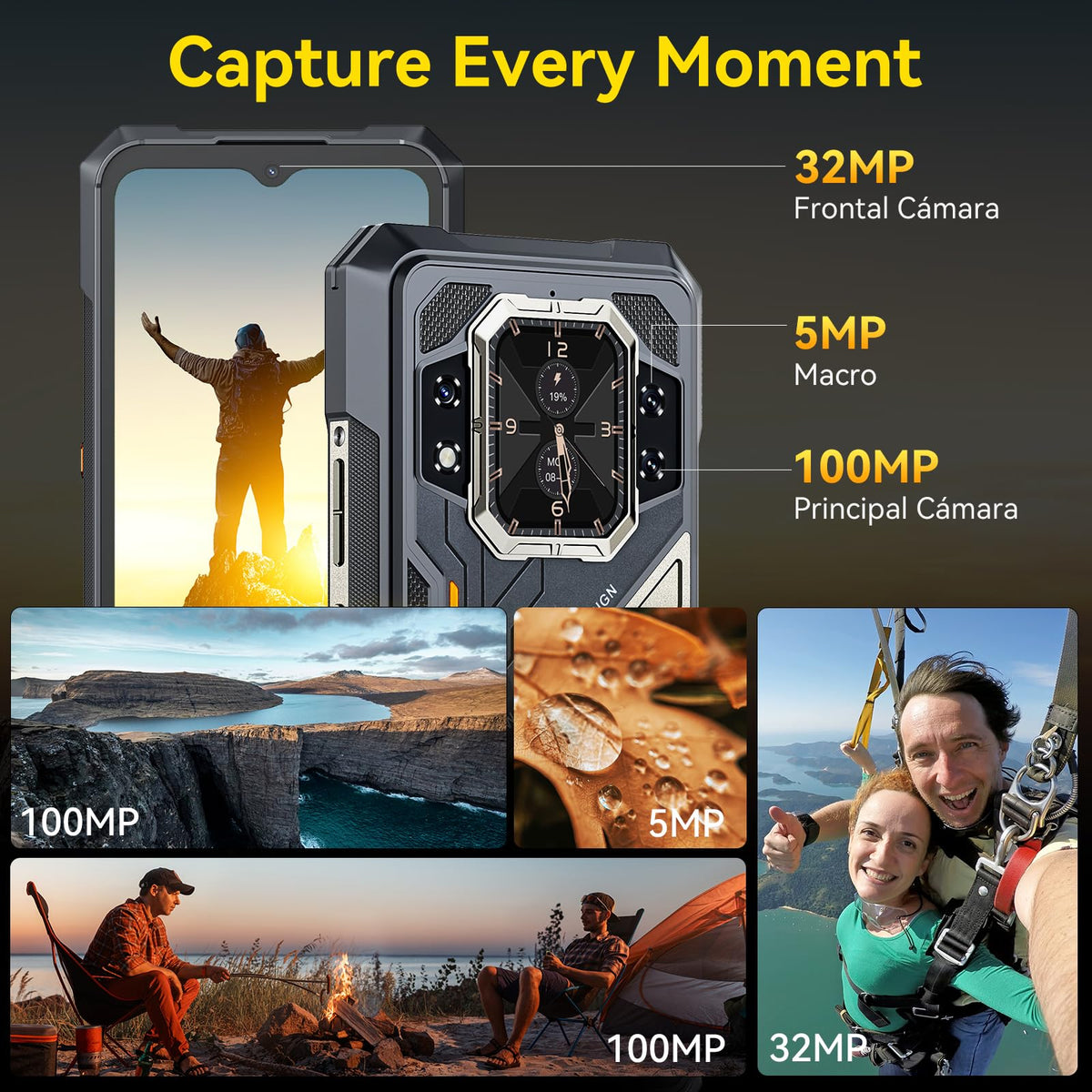 CUBOT Celular KingkongX Pro, 5G Rugged Smartphone Android 14, 24GB(12+12) RAM 256GB ROM,10200mAh 6.72" HD+ Pantalla Phone,IP68/144Hz/NFC/Huella Dactilar/Face ID