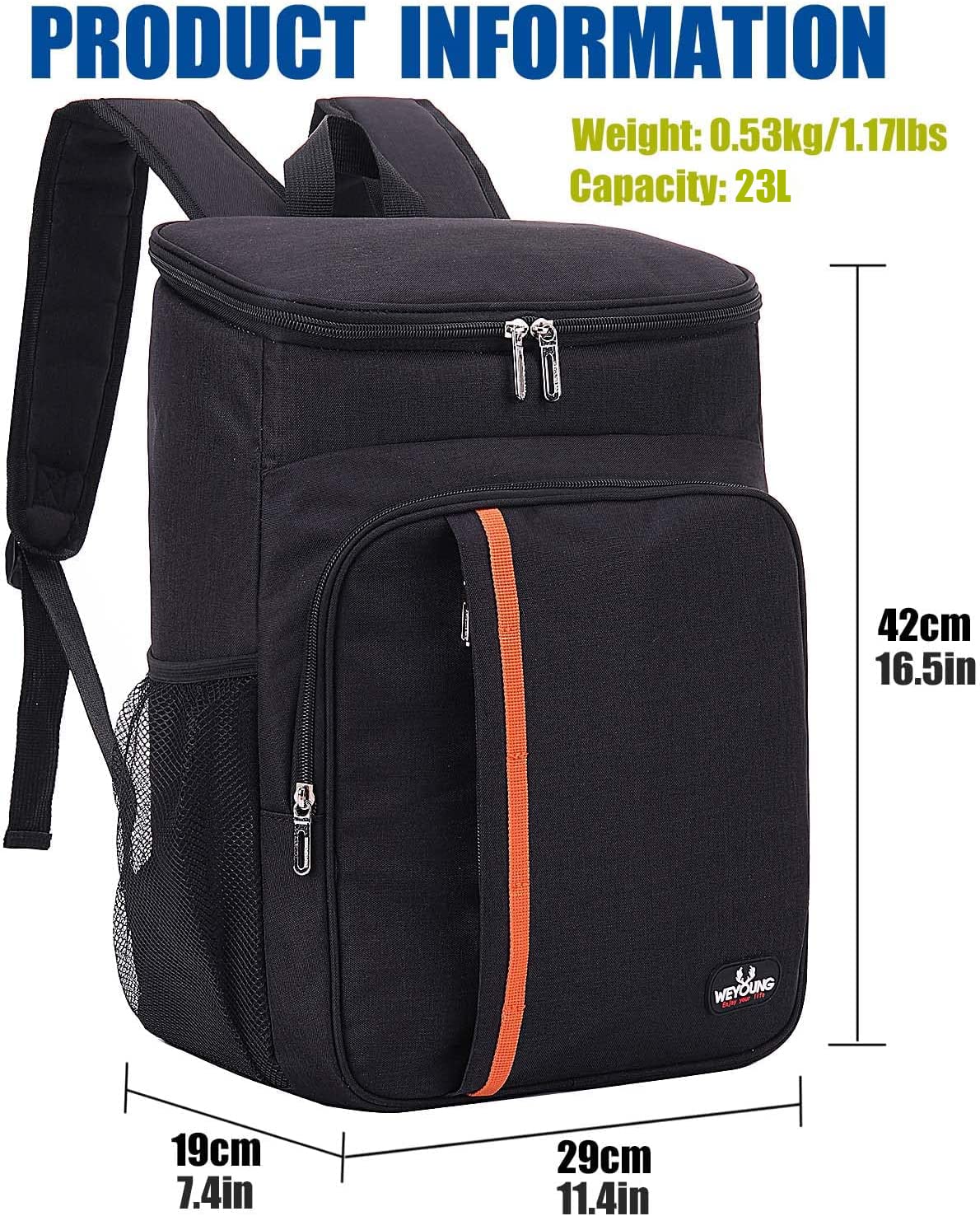 NEWKIBOU Hielera Portatil, Mochila térmica aislada,Hielera Portatil Impermeable y a Prueba de Fugas,Bolsa Térmica Porta Alimentos Mochila Genial para el Playa, Almuerzo, Picnics, Senderismo (Negro)