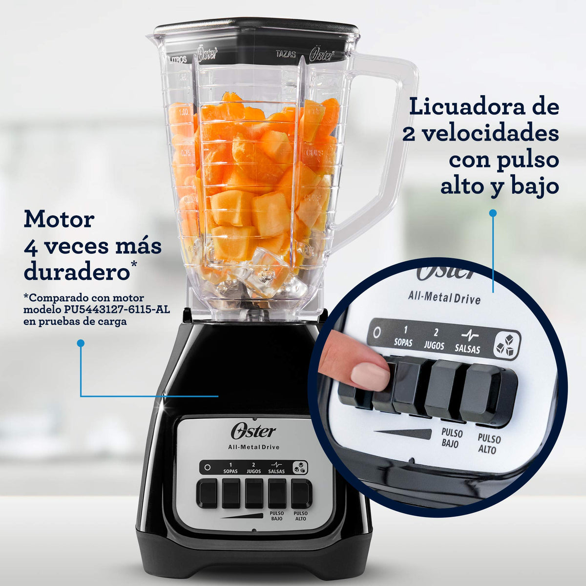 Oster Licuadora ® De Dos Velocidades Con Pulso Y Vaso De Plástico Blstkapbpb