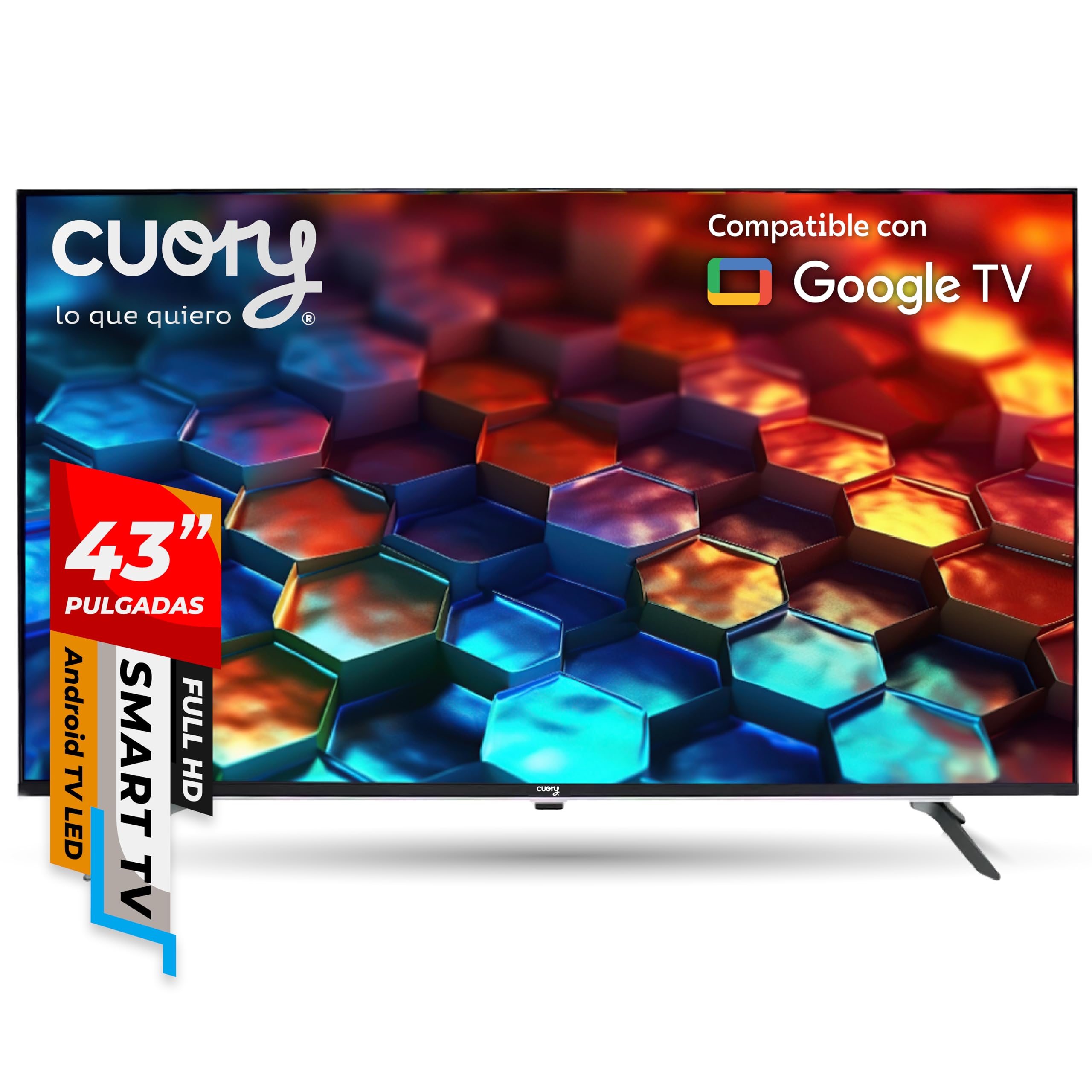 CUORY Smart TV Pantalla 43" Pulgadas Android TV LED Television | FHD Full HD Dled 1920x1080 | Ver Netflix, Youtube y Play Store | con HDMI y USB | Compatible con Google TV y Dolby Digitial