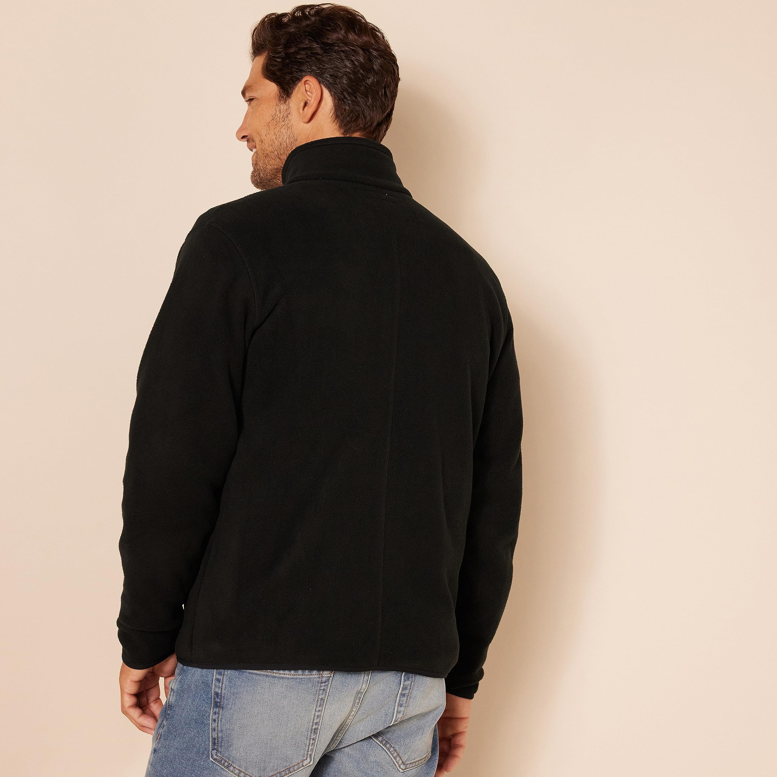 Amazon Essentials Men's Full-Zip Polar Fleece Jacket (Available in Big & Tall), Black, Large