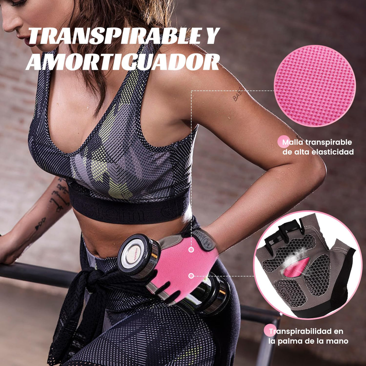 E T EASYTAO Guantes Deportivos Mujer y Hombre, Guantes de Fitness y Ciclismo, Diseño Medio Dedo y Transpirable para Levantamiento, Ejercicio Físico o Entrenamiento al Aire Libre (Rosa, S)