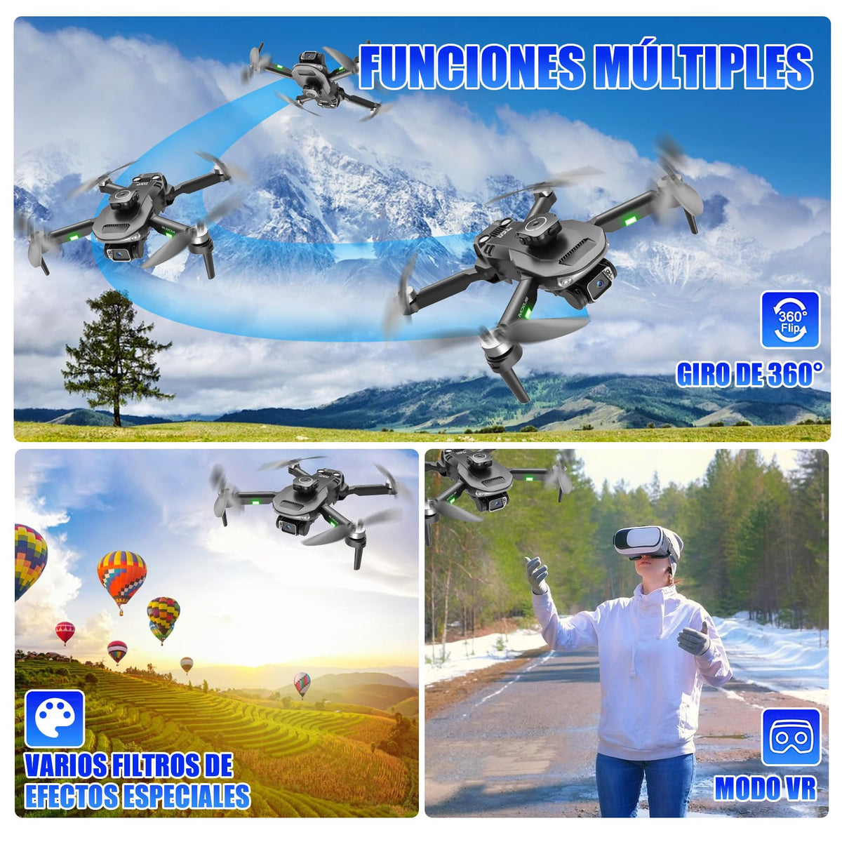 DAQI Drone con Cámara 8K, S165 Mini Drone con Motor sin Escobillas, 2 Baterías, Funda Protectora, Vuelo de Trayectoria y Evitación Inteligente de Obstáculos, Drone para Niños Adultos Principiantes
