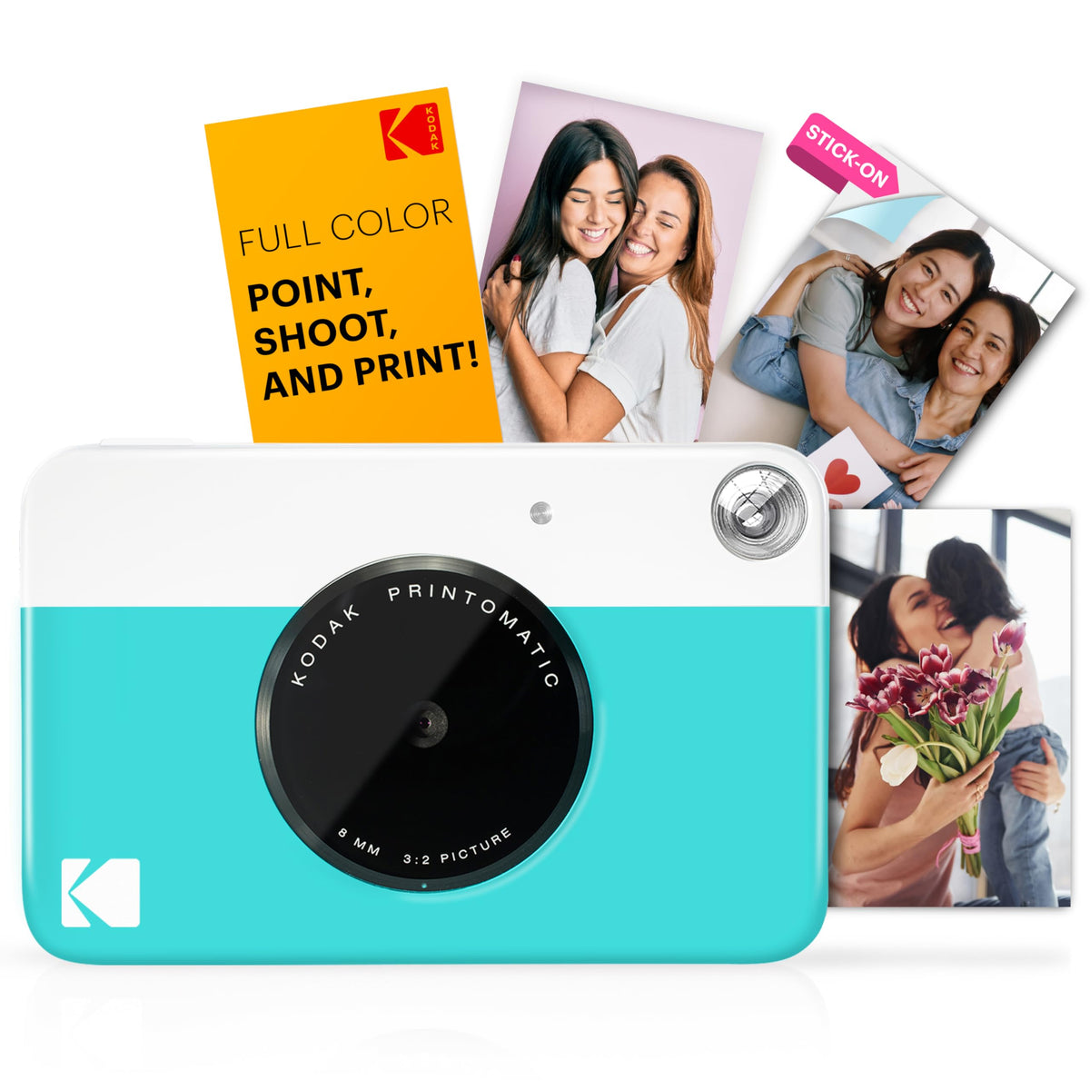 Kodak Cámara Digital de impresión instantánea (Azul) Impresión a Todo Color en Papel Fotográfico Zink 2 x 3 Pulgadas Papel Adhesivo– Imprime Recuerdos al Instante