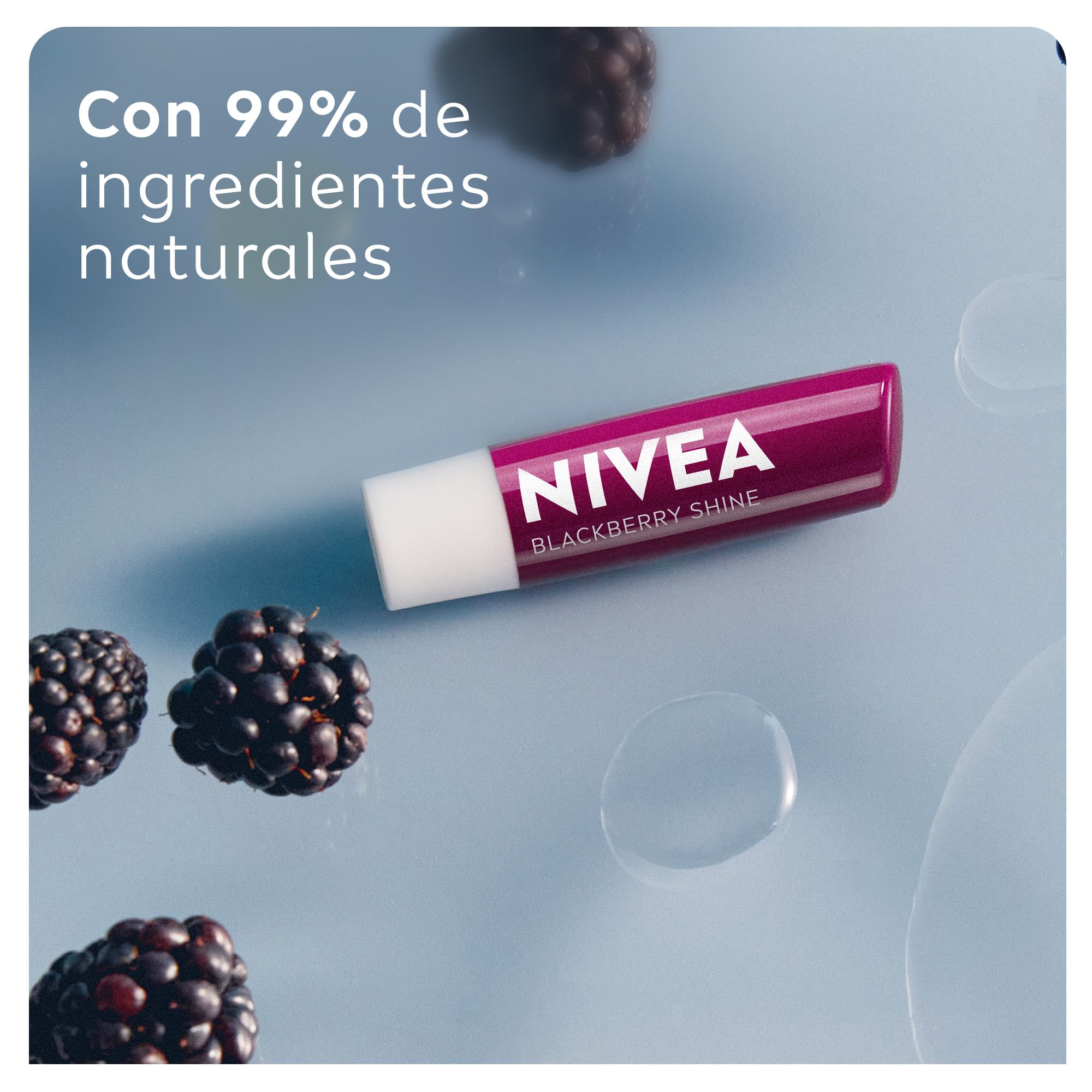 LABELLO Bálsamo labial con color Mora (4.8g) protector labial con Vitamina E libre de aceites minerales 24 horas de humectación