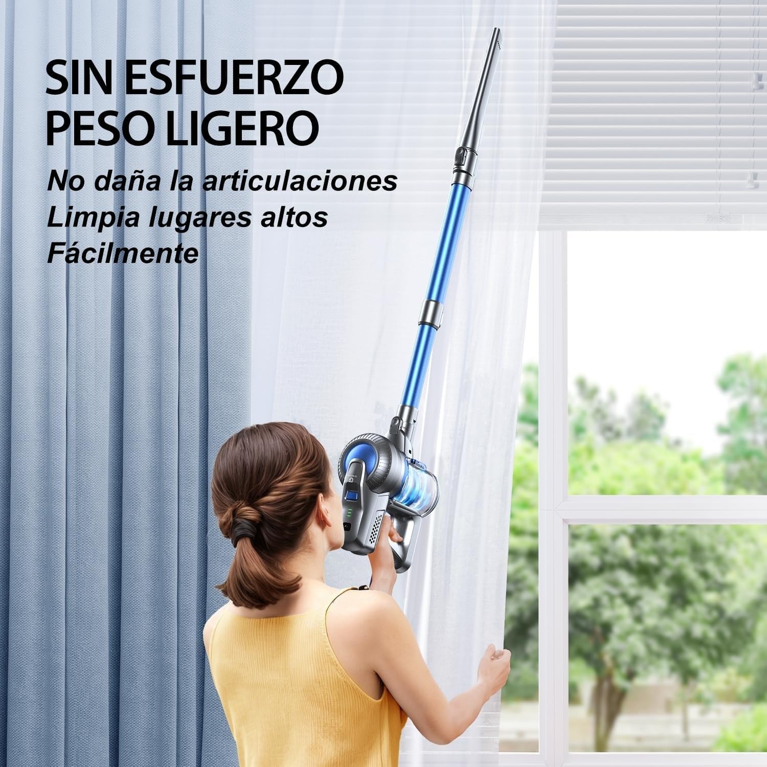 Greenote Aspiradora Inalambrica, 22000 Pa Aspiradora de Mano 4 en 1, 200 W Aspiradoras Potentes con LED, Vacuum Cleaner de Función de Autoportante,Cepillo para Suelos Duros/Pelos de Mascotas
