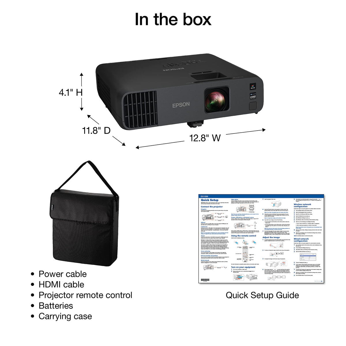 Epson Pro EX11000 Proyector láser inalámbrico 3LCD Full HD 1080p de 3 Chips, Brillo de Color de 4.600 lúmenes, Brillo Blanco de 4.600 lúmenes, Miracast, 2 Puertos HDMI, Altavoz Integrado de 16 W