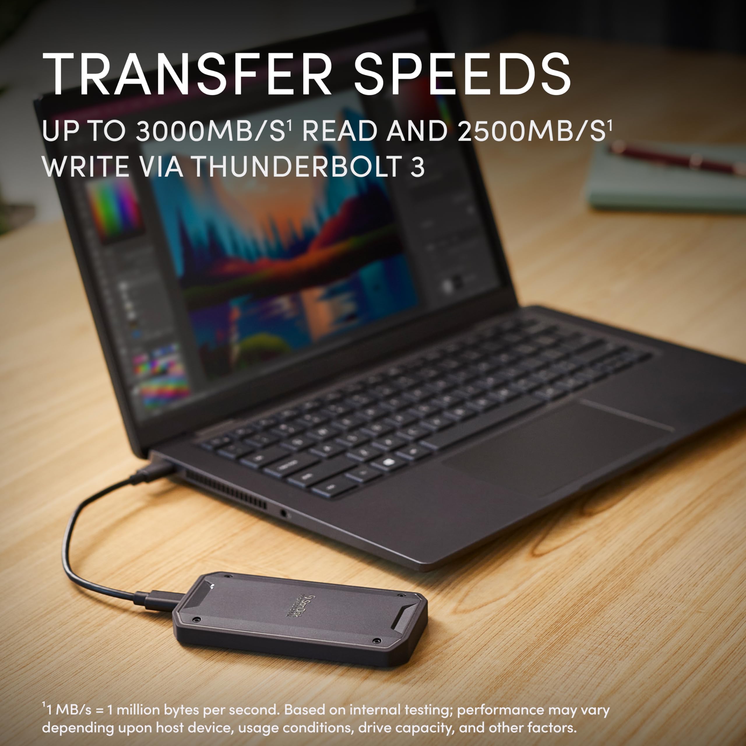 SanDisk Professional 2TB PRO-G40 SSD - hasta 3000MB/s, Thunderbolt 3 (40Gbps), USB-C (10Gbps), Resistencia IP68 al Polvo/Agua, Unidad Externa de Estado sólido - SDPS31H-002T-GBCND