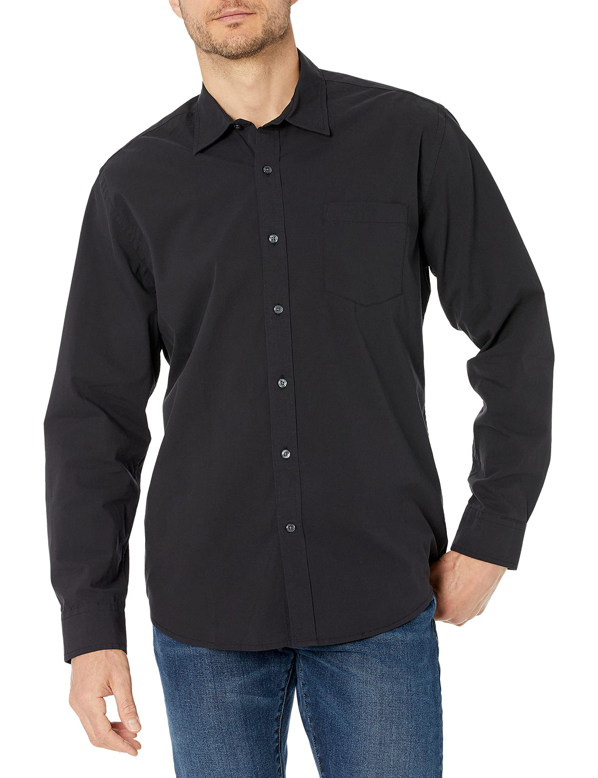Amazon Essentials - Camisa casual de popelina de manga larga para hombre, ajuste regular, talla XG