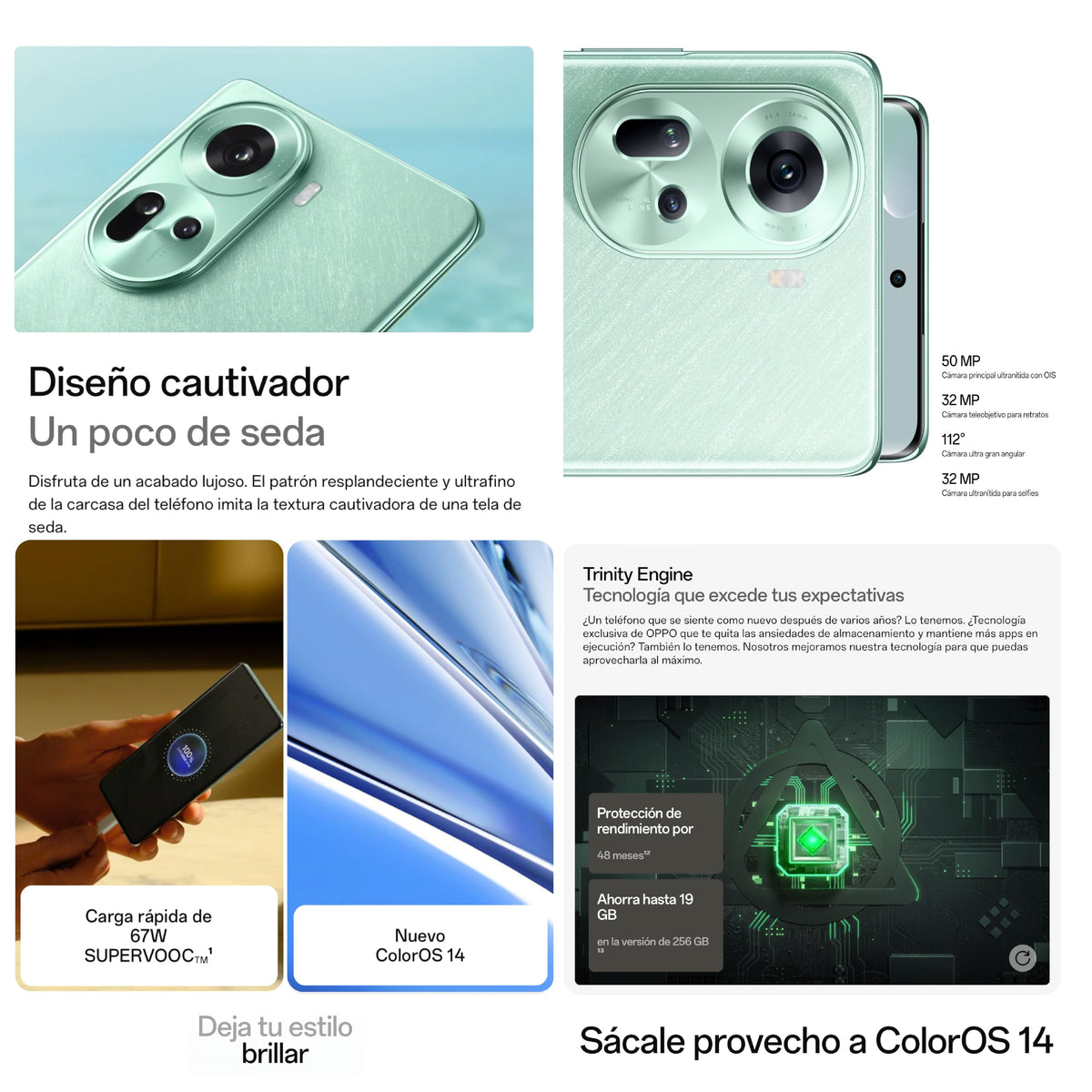 OPPO Celular Reno11 5G Gris